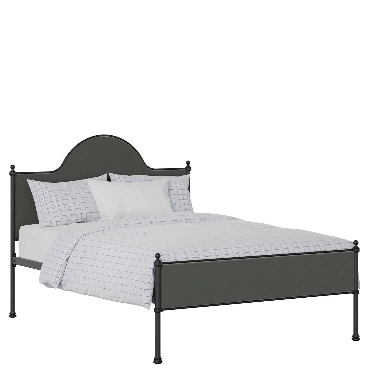 Albert Slim iron/metal upholstered bed in black with iron fabric