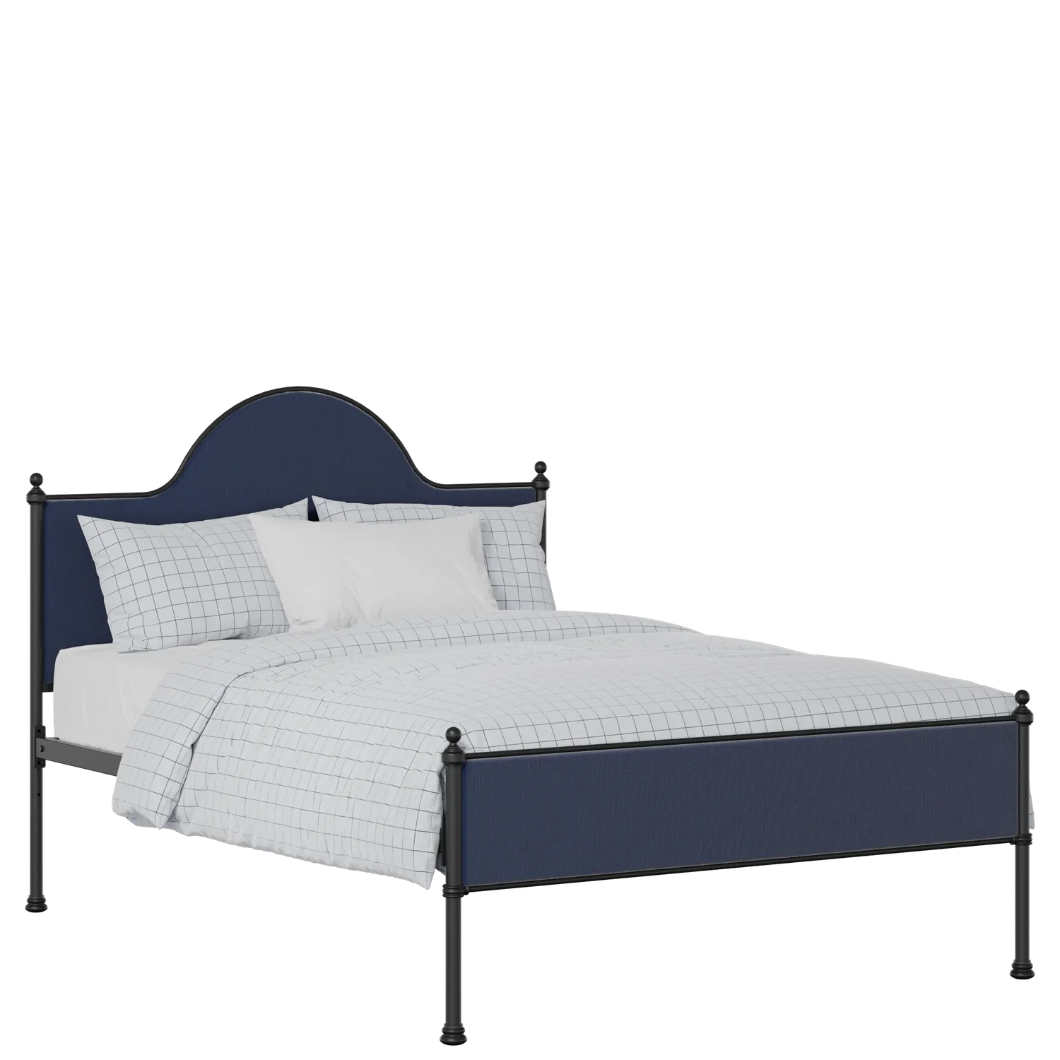 Albert Slim iron/metal upholstered bed in black with blue fabric