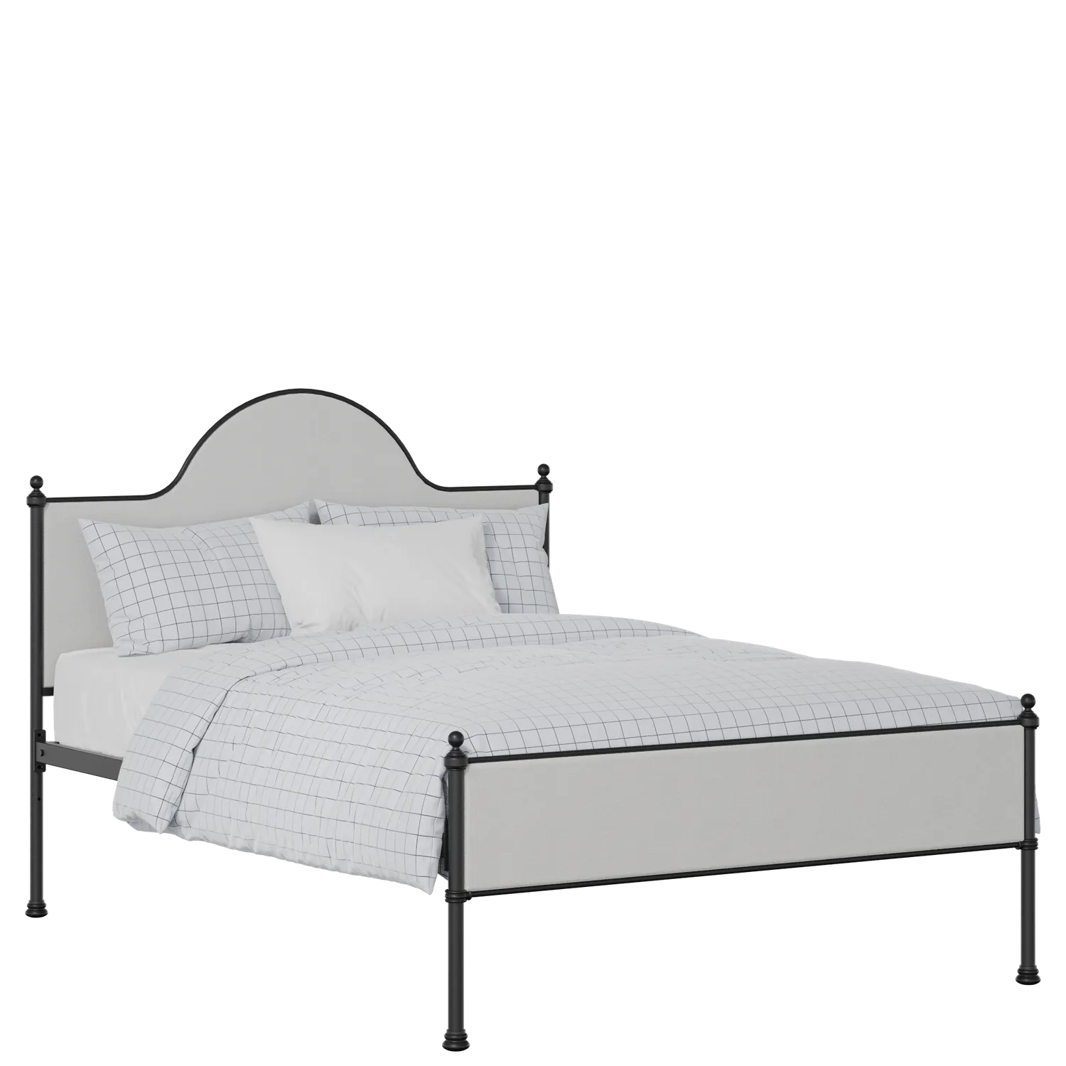 Albert Slim iron/metal upholstered bed in black with silver fabric