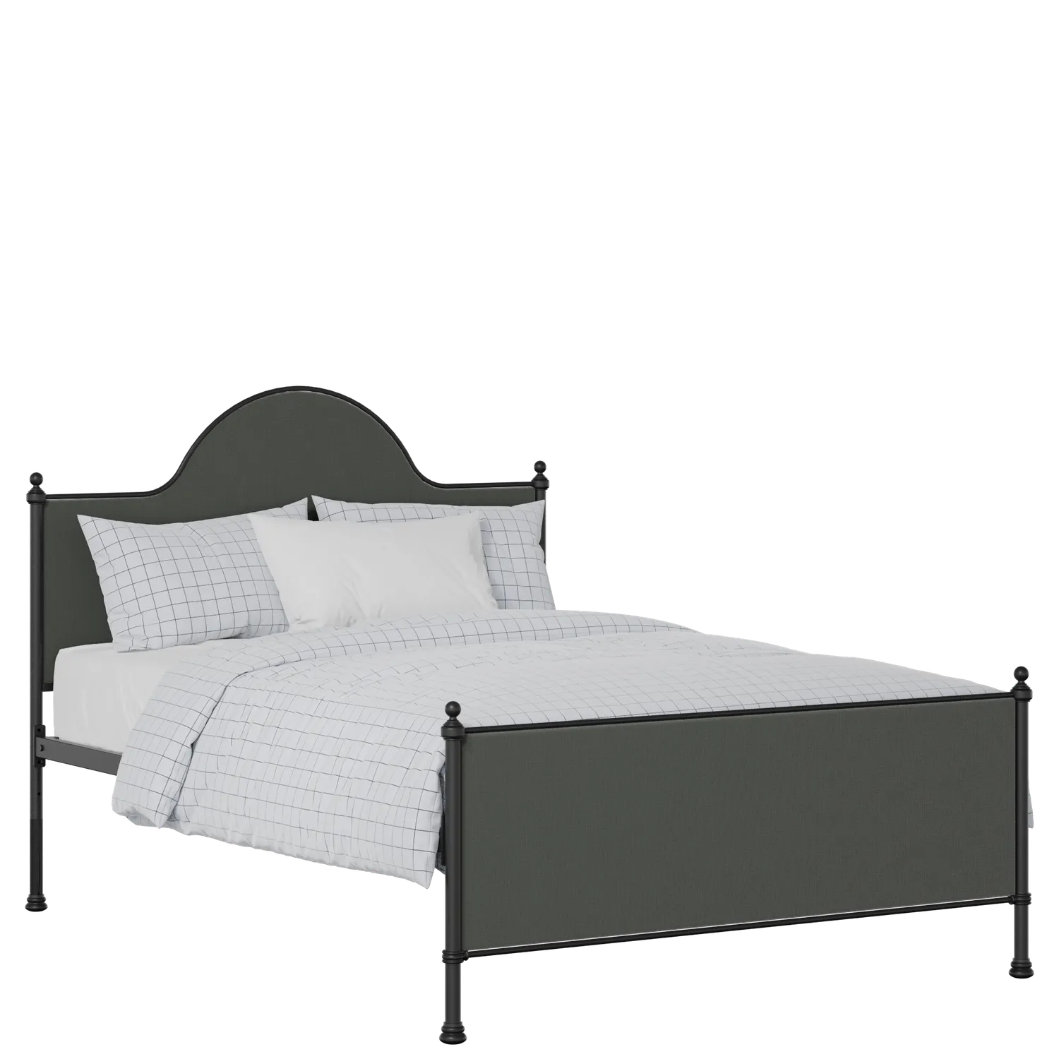 Albert iron/metal upholstered bed in black with iron fabric