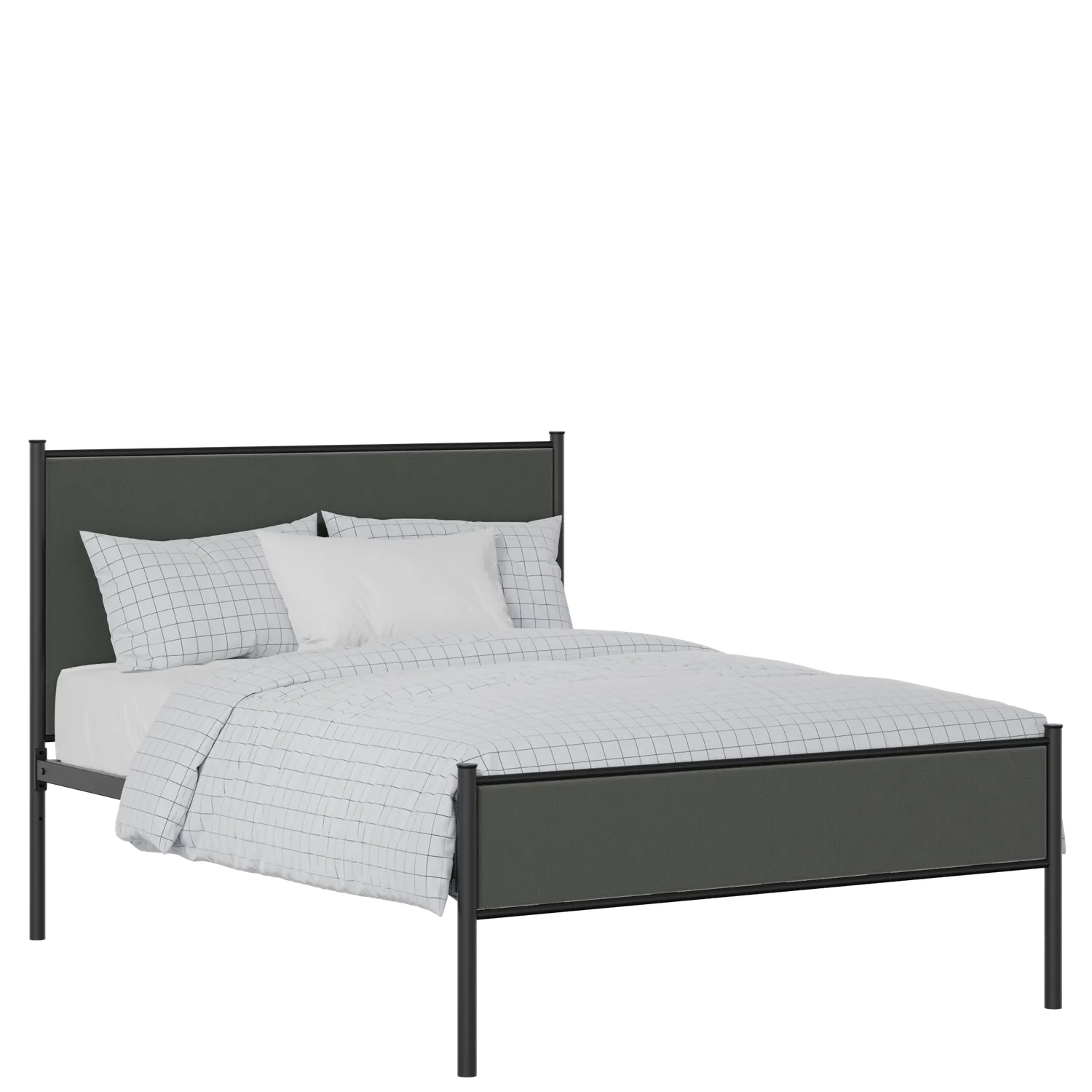 Brest Slim iron/metal upholstered bed in black with iron fabric