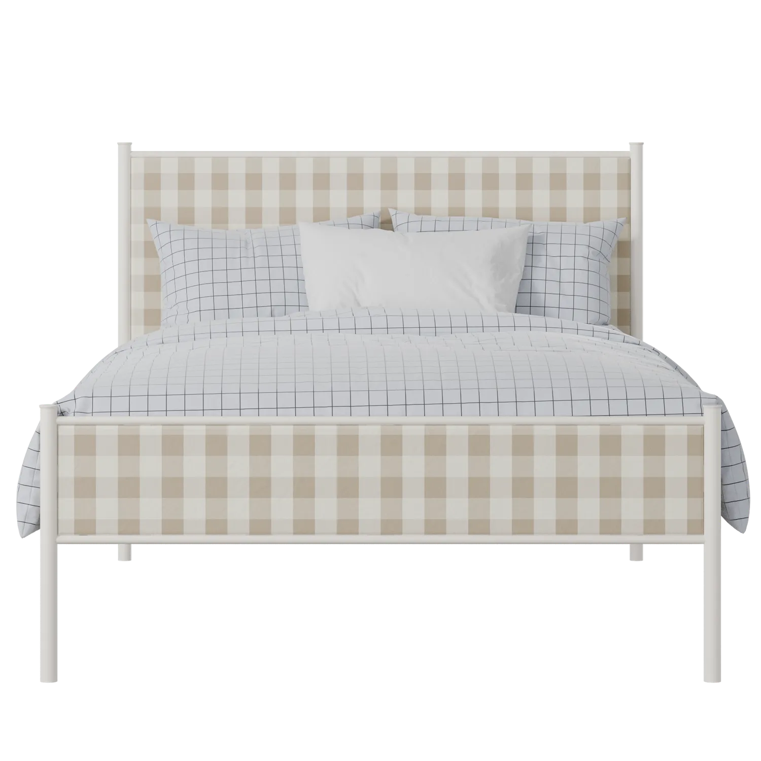 Brest Slim iron/metal upholstered bed in ivory with grey fabric
