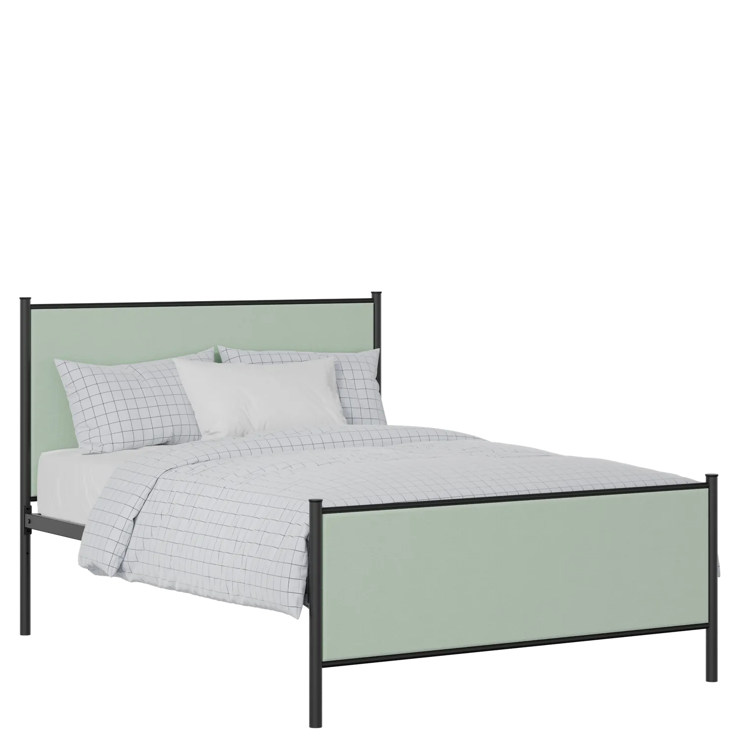 Brest iron/metal upholstered bed in black with mineral fabric