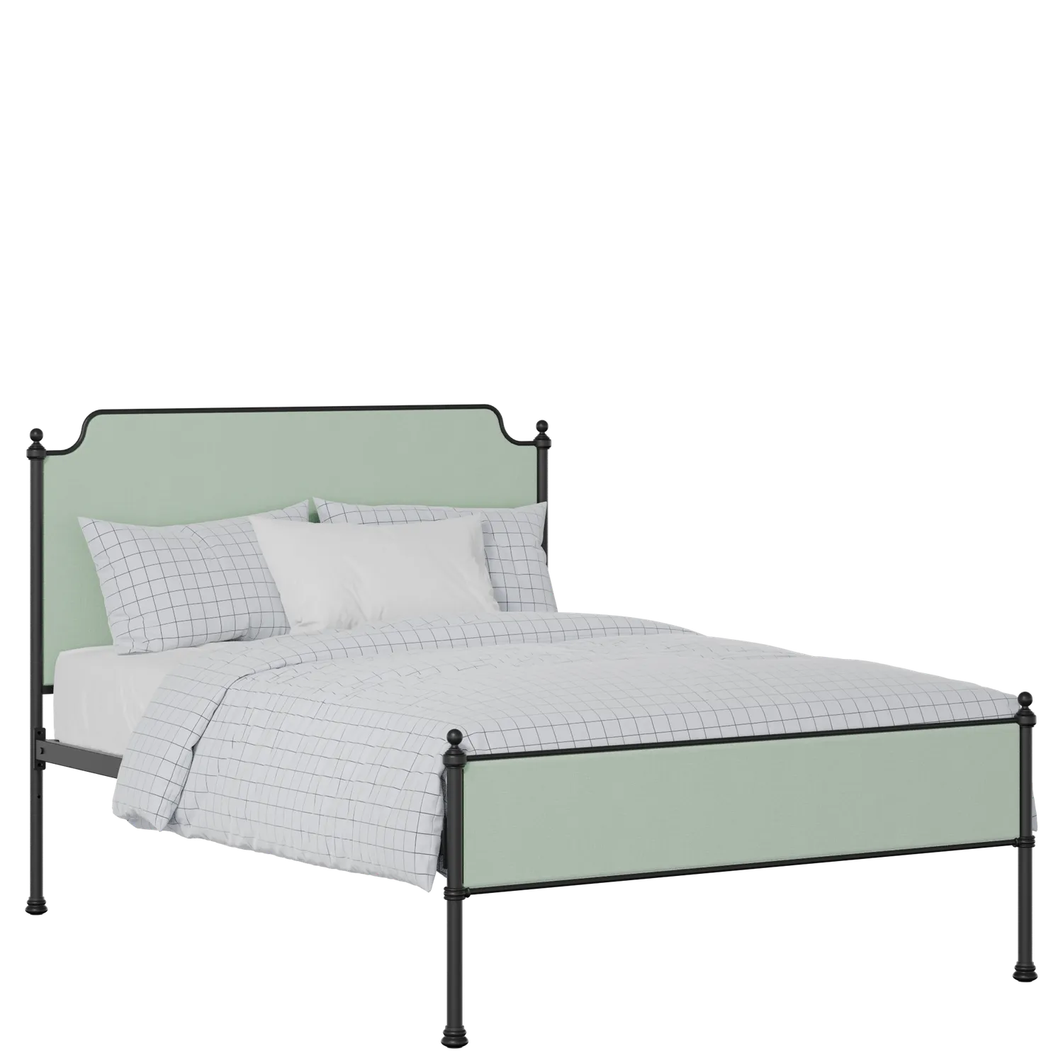 Miranda Slim iron/metal upholstered bed in black with mineral fabric