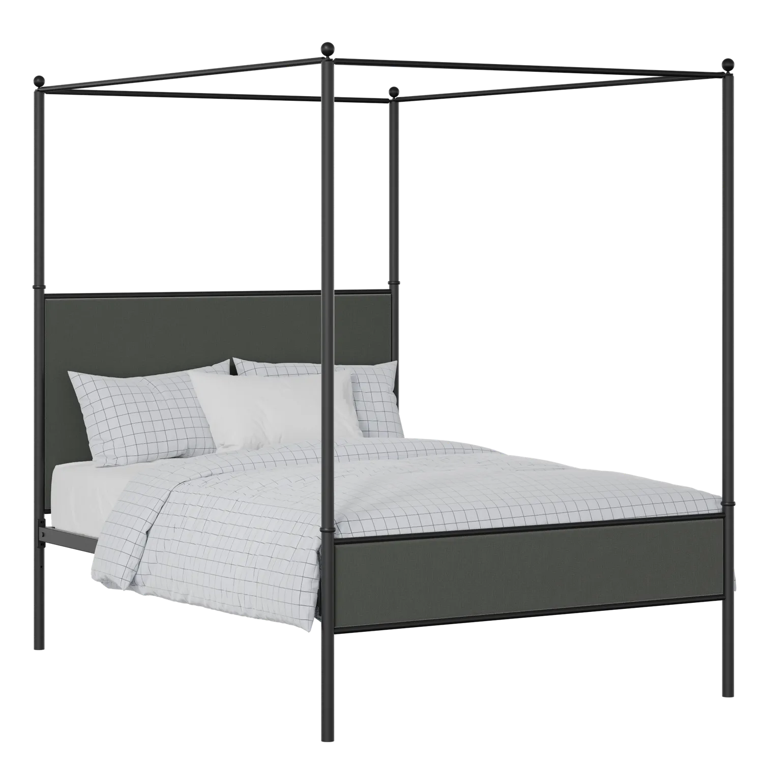 Reims Slim iron/metal upholstered bed in black with iron fabric