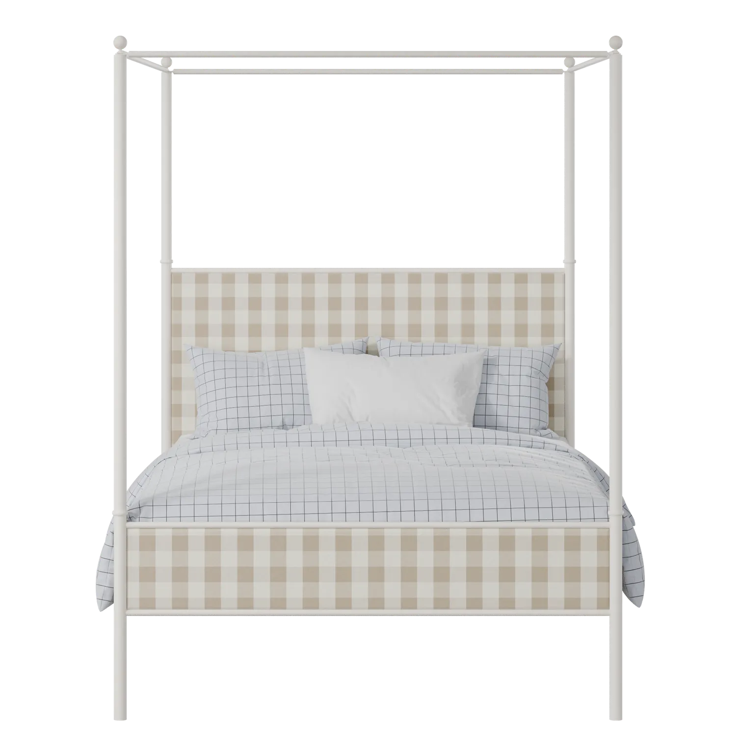 Reims Slim iron/metal upholstered bed in ivory with grey fabric