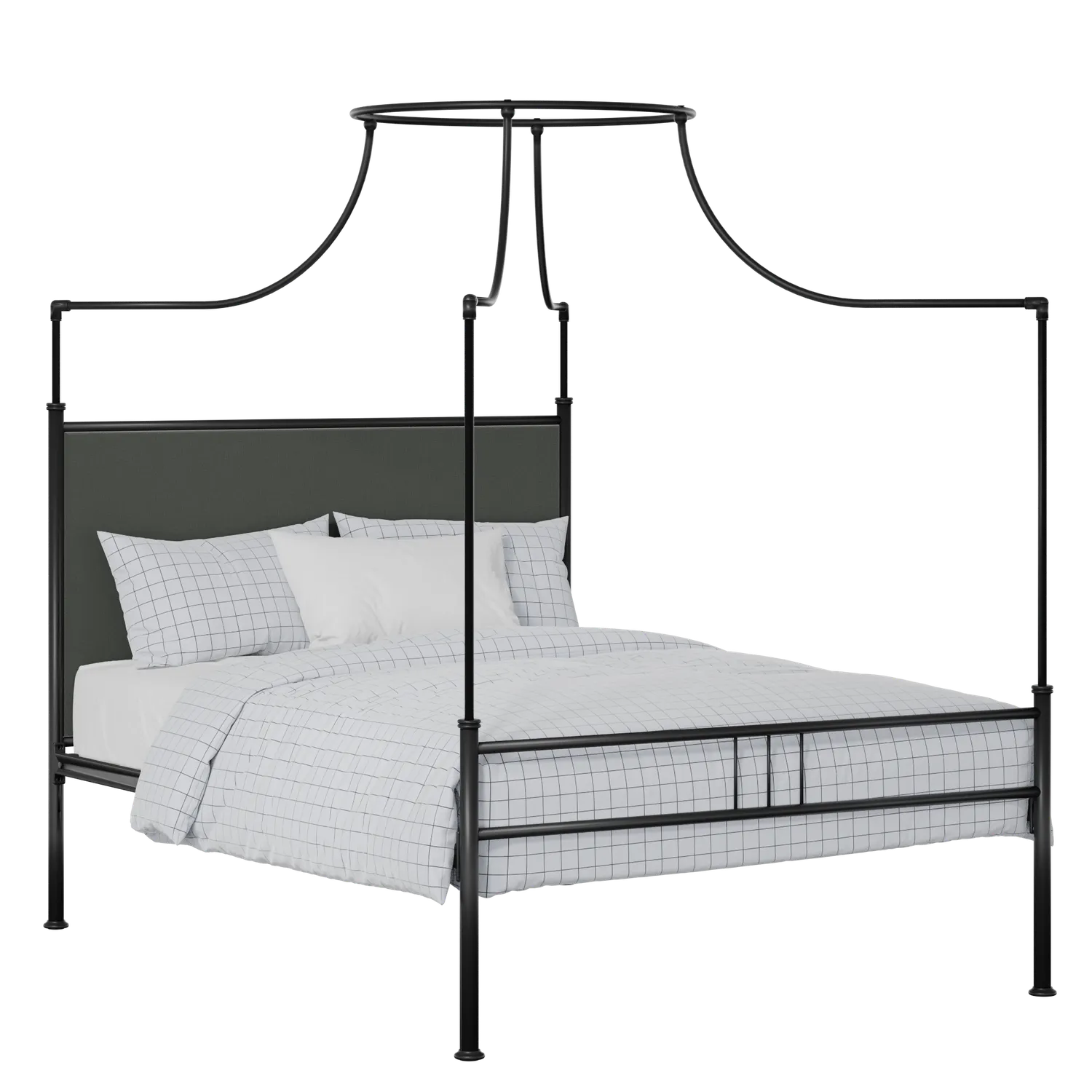 Waterloo Zero iron/metal upholstered bed in black with iron fabric