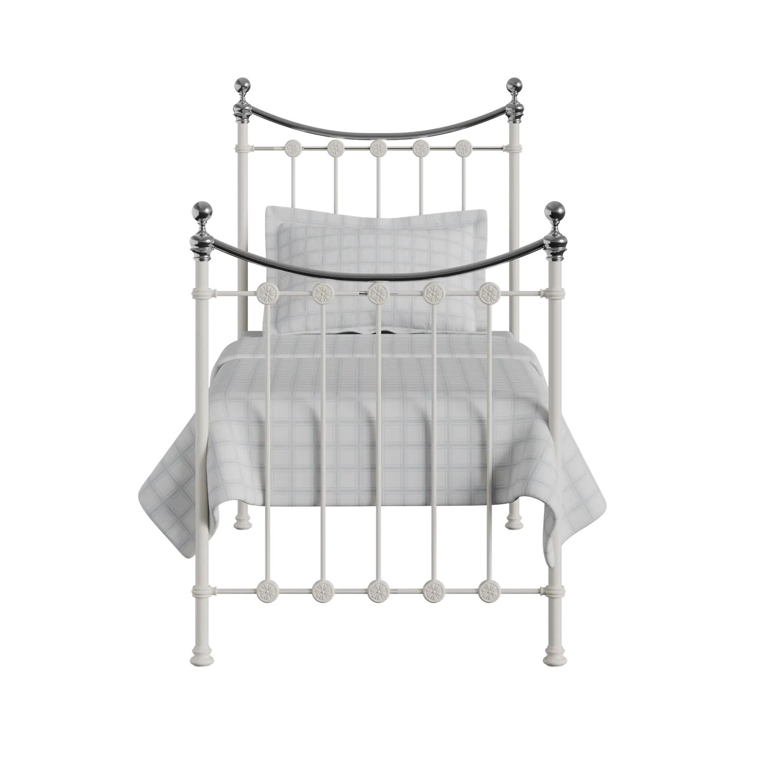 Carrick Chromo iron/metal single bed in ivory