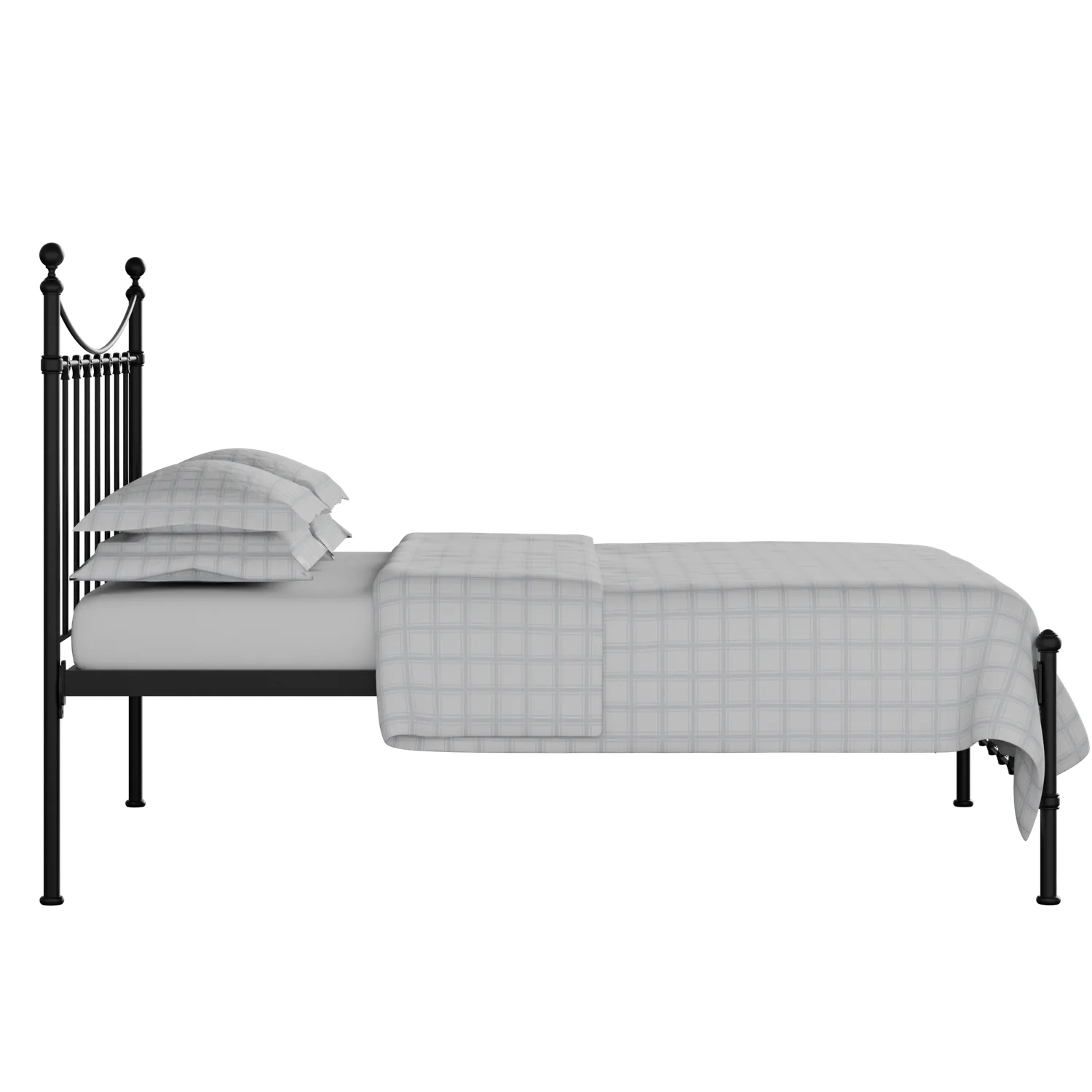 Olivia iron/metal bed in black with Juno mattress