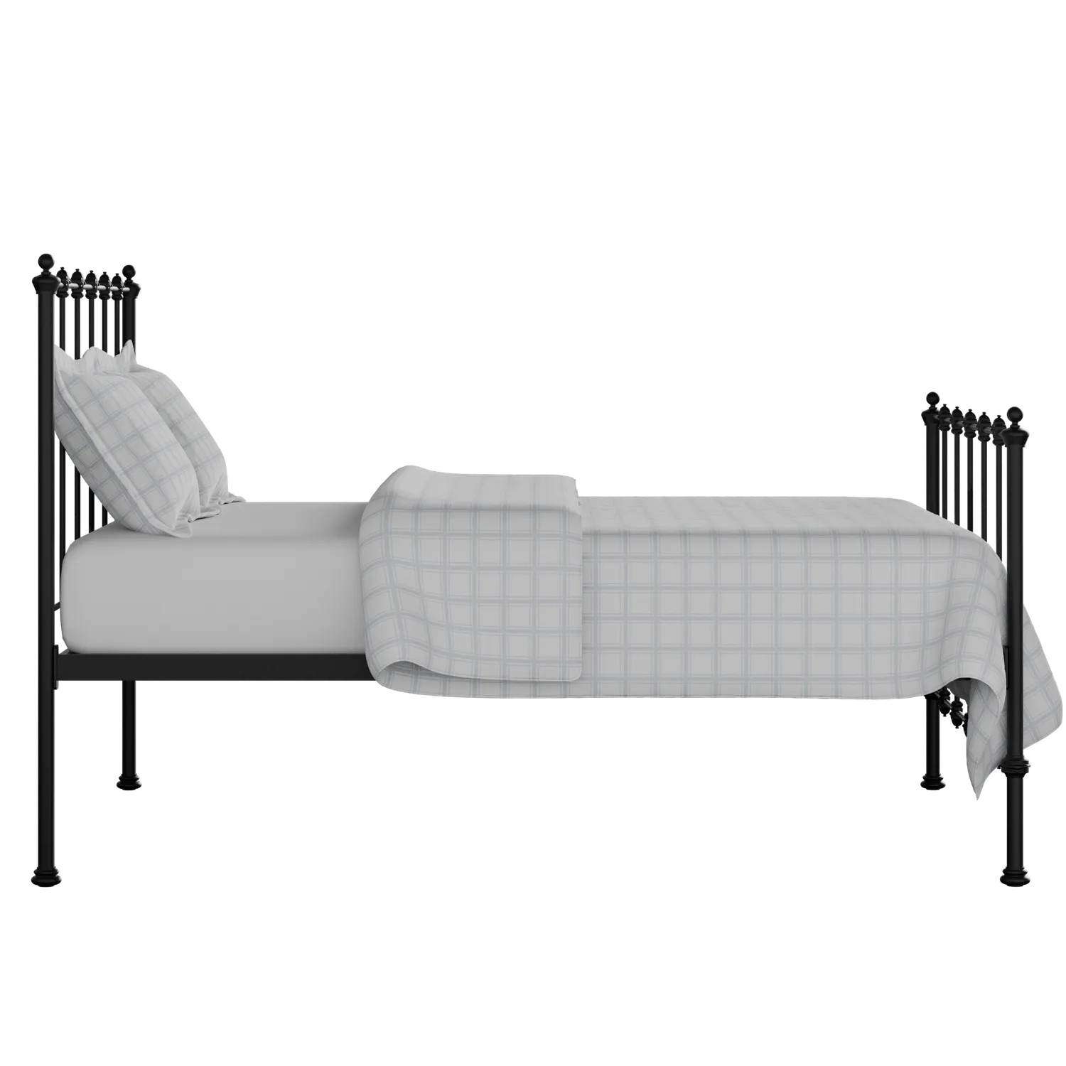 Paris iron/metal bed in black with Juno mattress