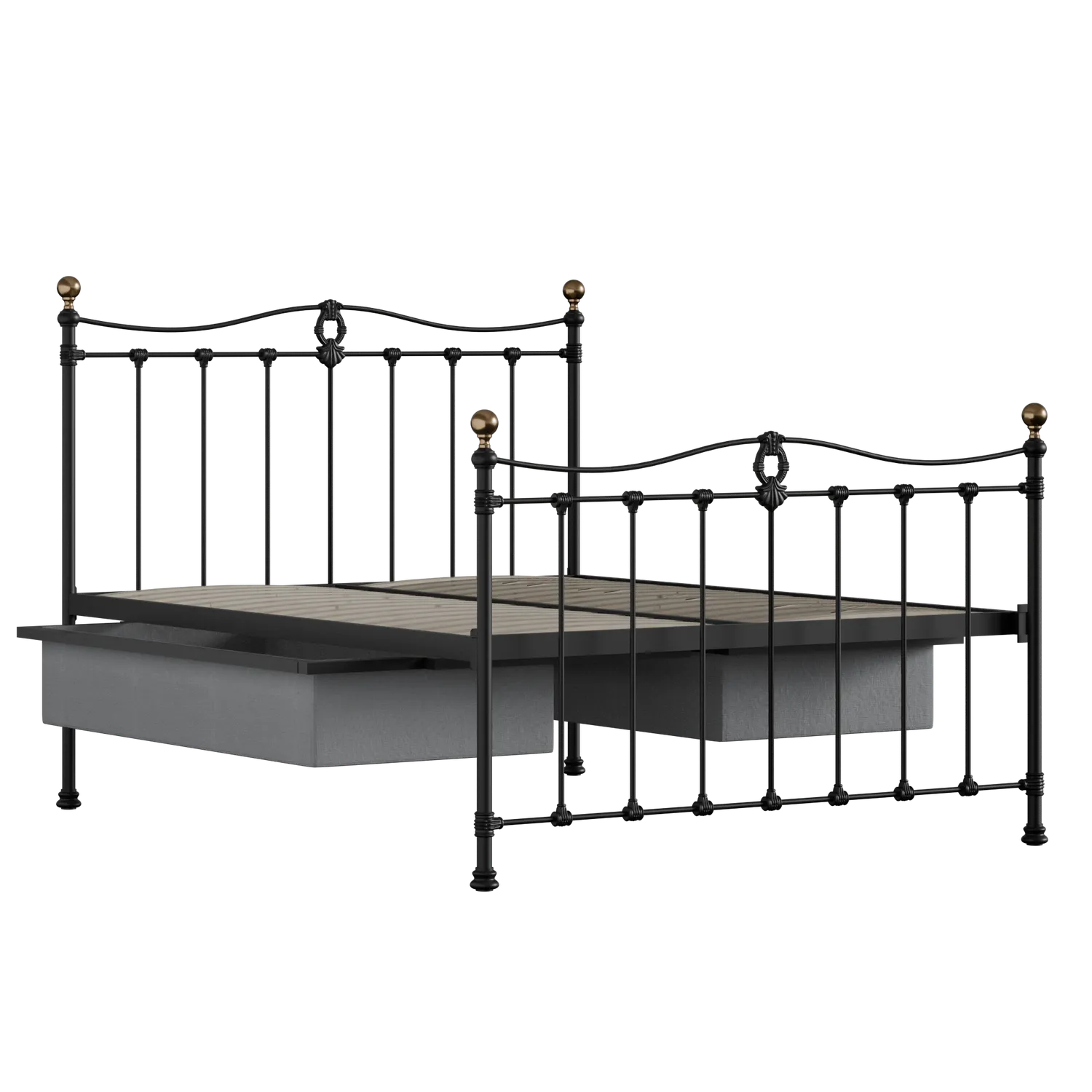 Tulsk iron/metal bed in black with drawers