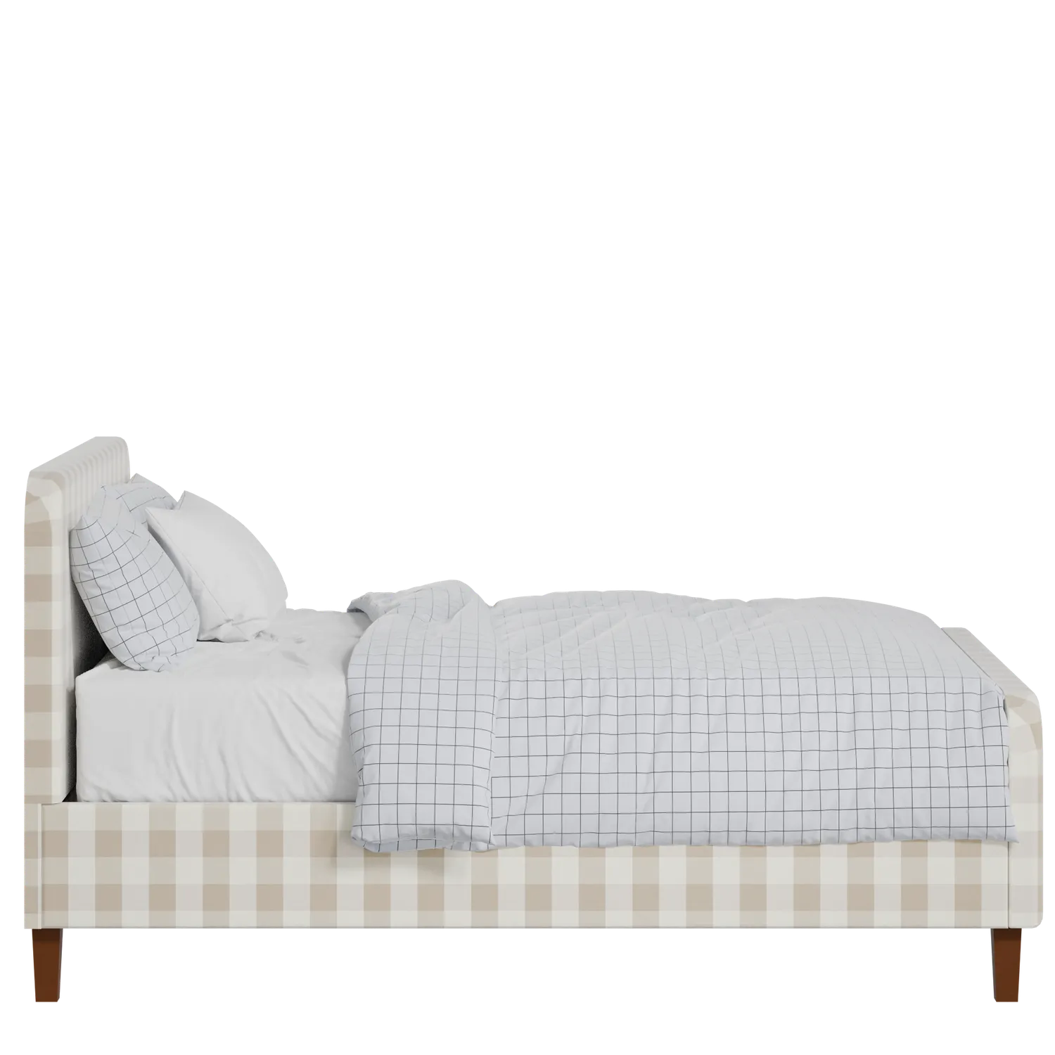 Broughton upholstered bed in Romo Kemble Putty fabric with Juno mattress