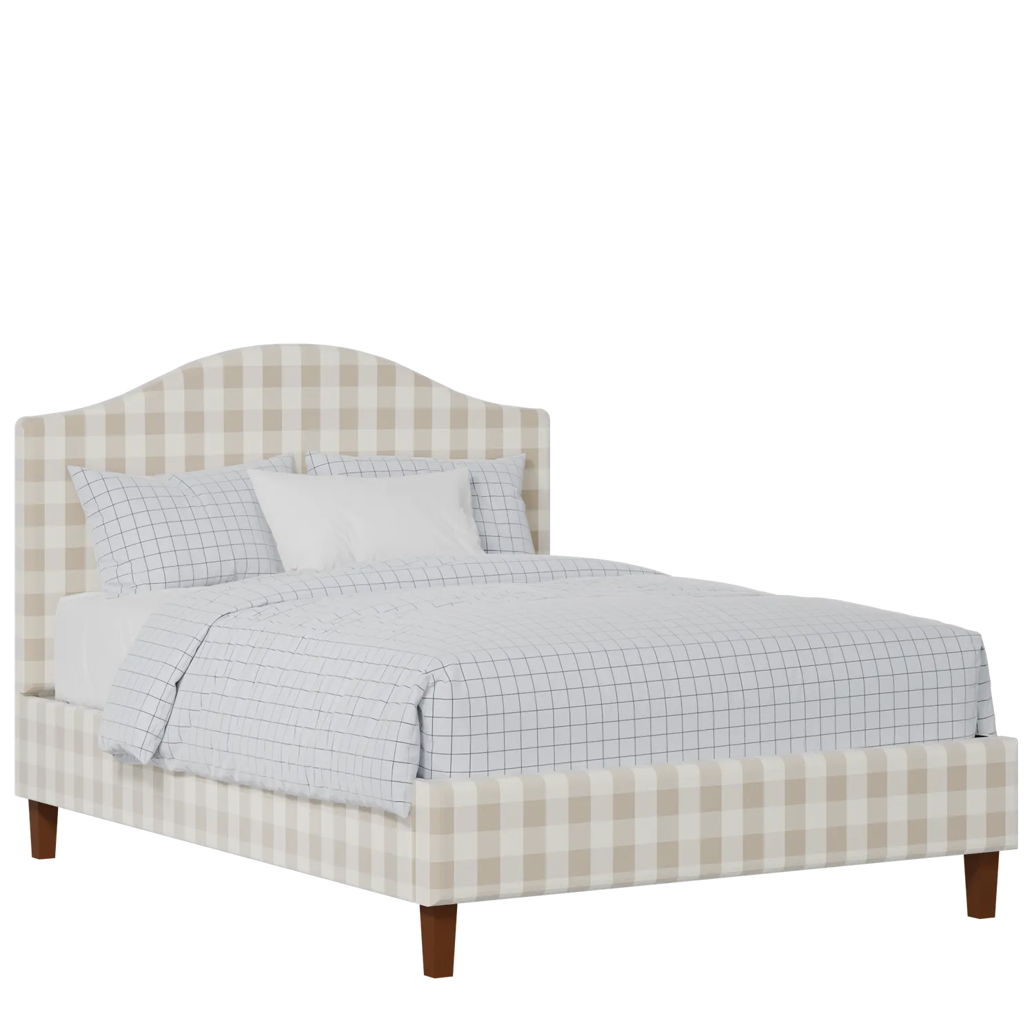 Burley Slim upholstered bed in Romo Kemble Putty fabric with Juno mattress