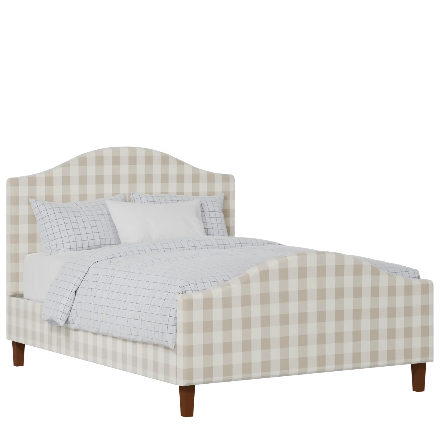 Burley upholstered bed in Romo Kemble Putty fabric with Juno mattress