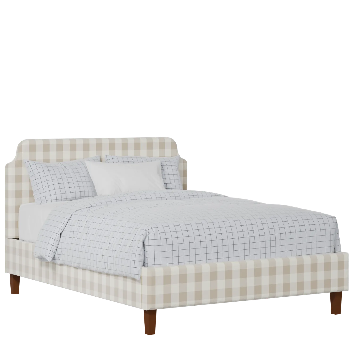 Charing Slim upholstered bed in Romo Kemble Putty fabric with Juno mattress