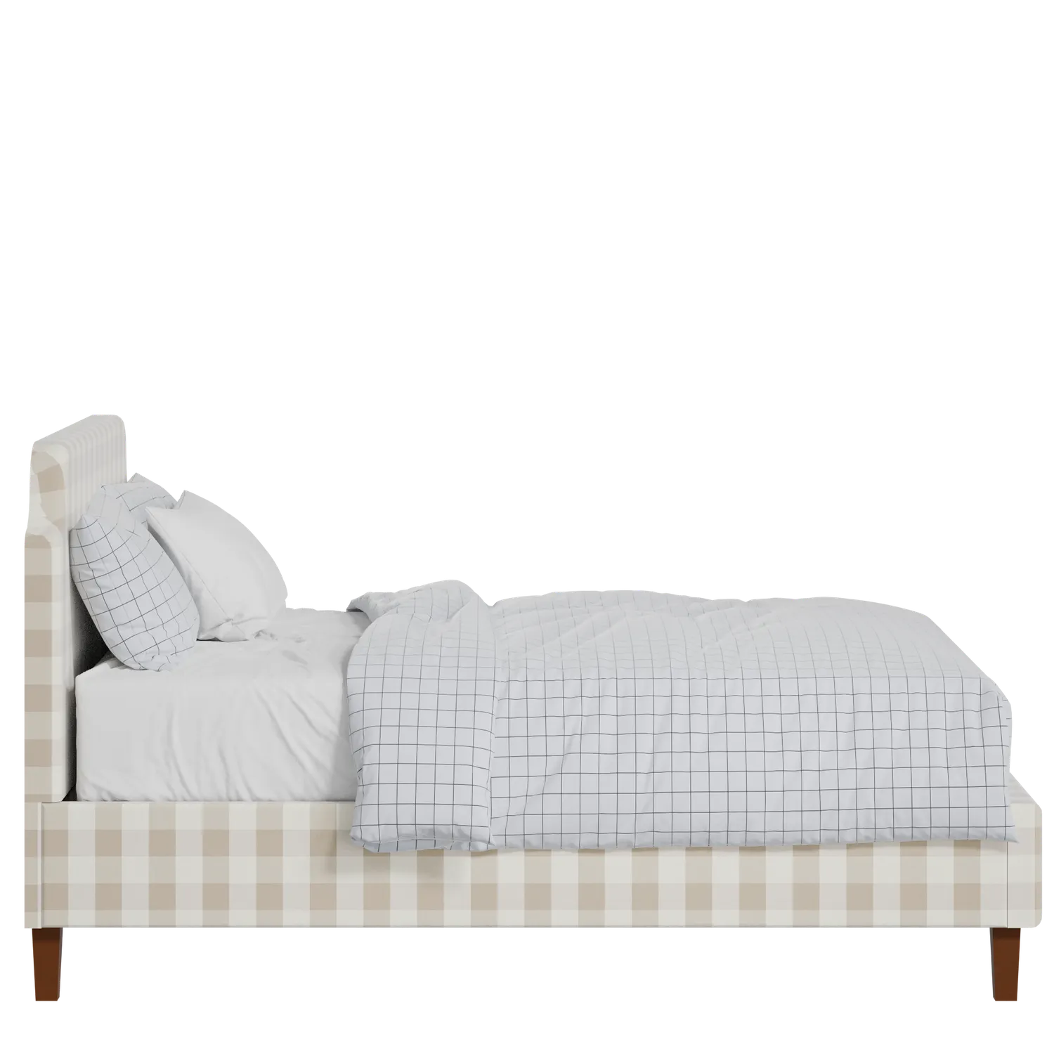 Charing Slim upholstered bed in Romo Kemble Putty fabric with Juno mattress