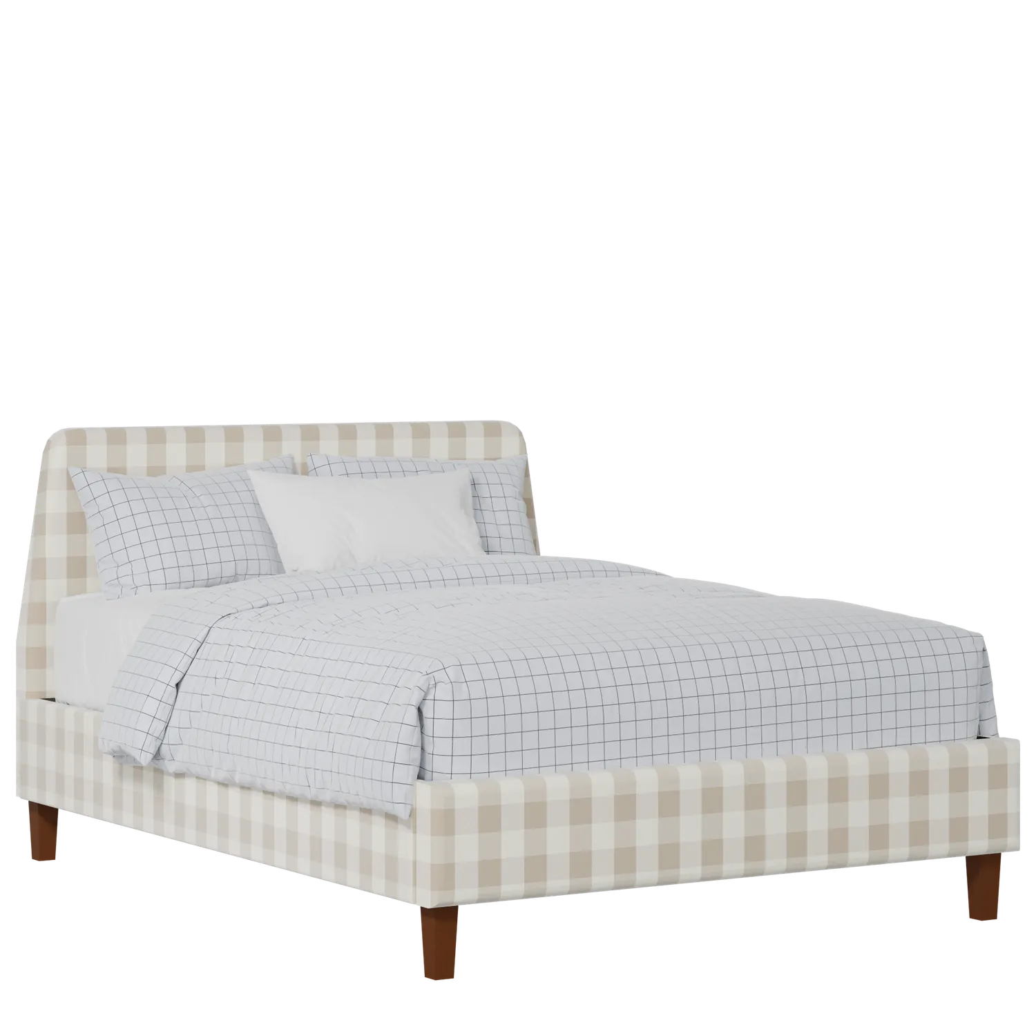 Hanwell Slim upholstered bed in Romo Kemble Putty fabric with Juno mattress