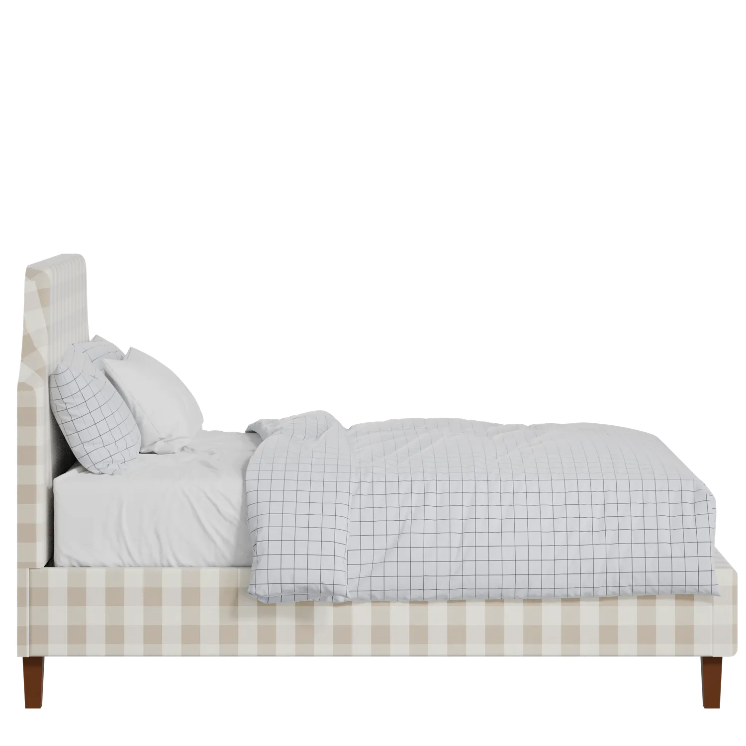 Henley upholstered bed in Romo Kemble Putty fabric with Juno mattress