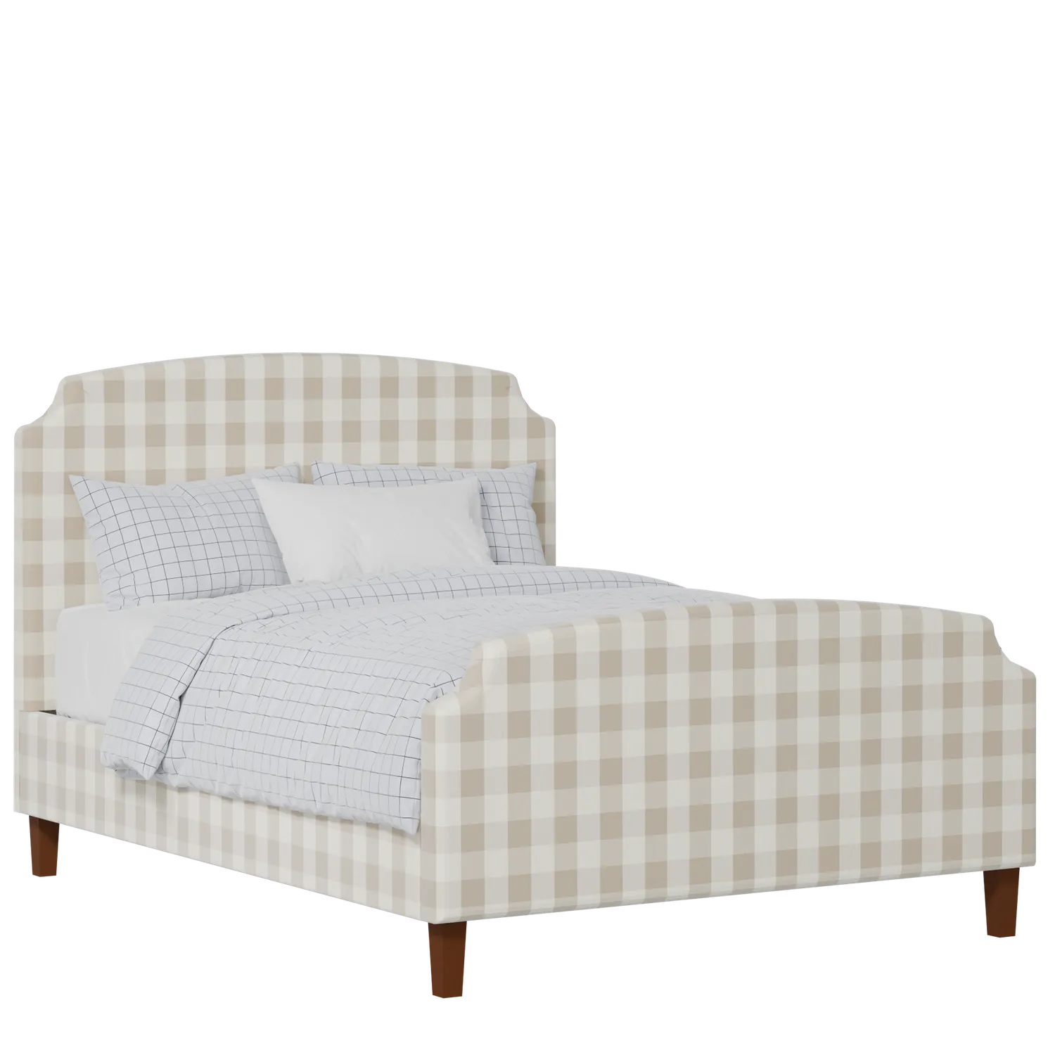 Poole upholstered bed in Romo Kemble Putty fabric with Juno mattress