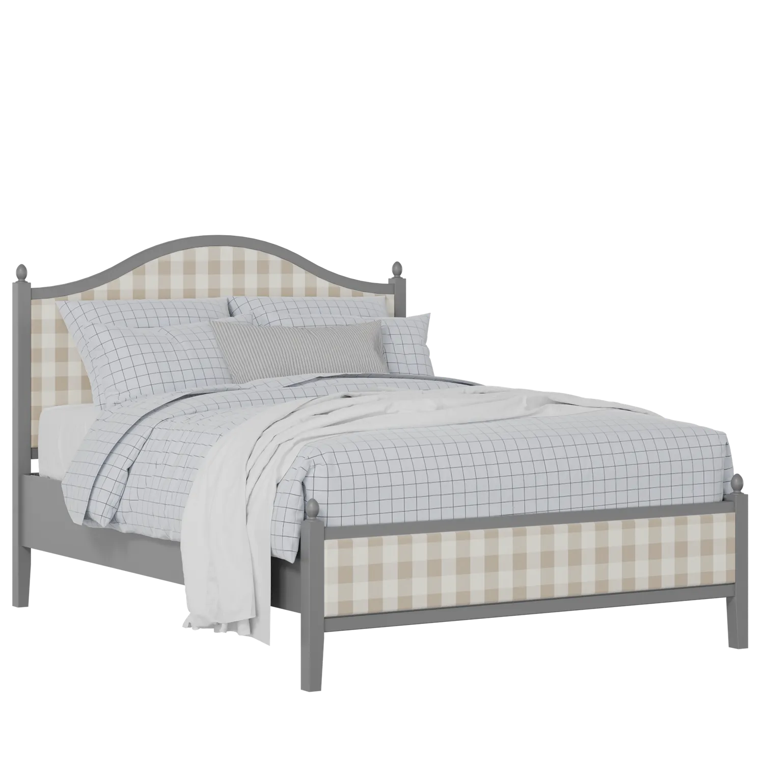 Brady Slim Upholstered wood upholstered bed in grey with Romo Kemble Putty fabric