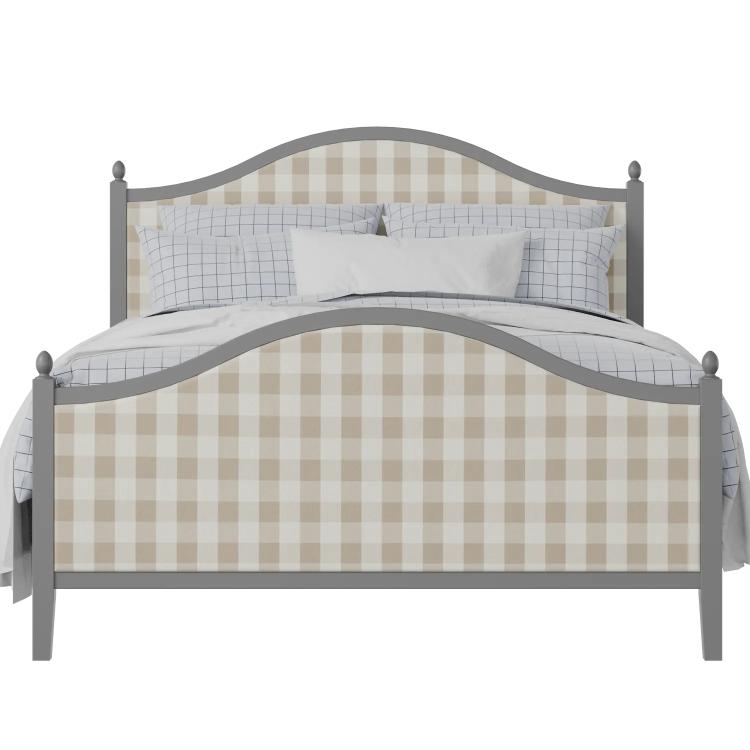 Brady Upholstered wood upholstered upholstered bed in grey with Romo Kemble Putty fabric