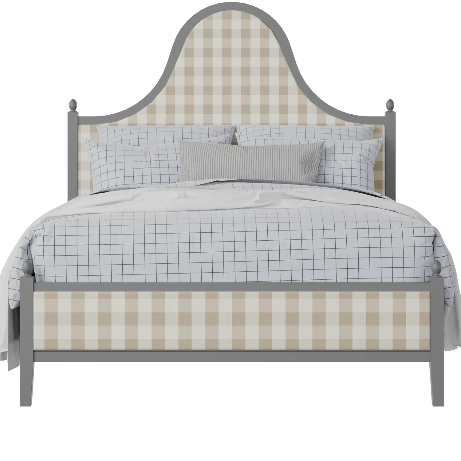Bryce Upholstered wood upholstered upholstered bed in grey with Romo Kemble Putty fabric