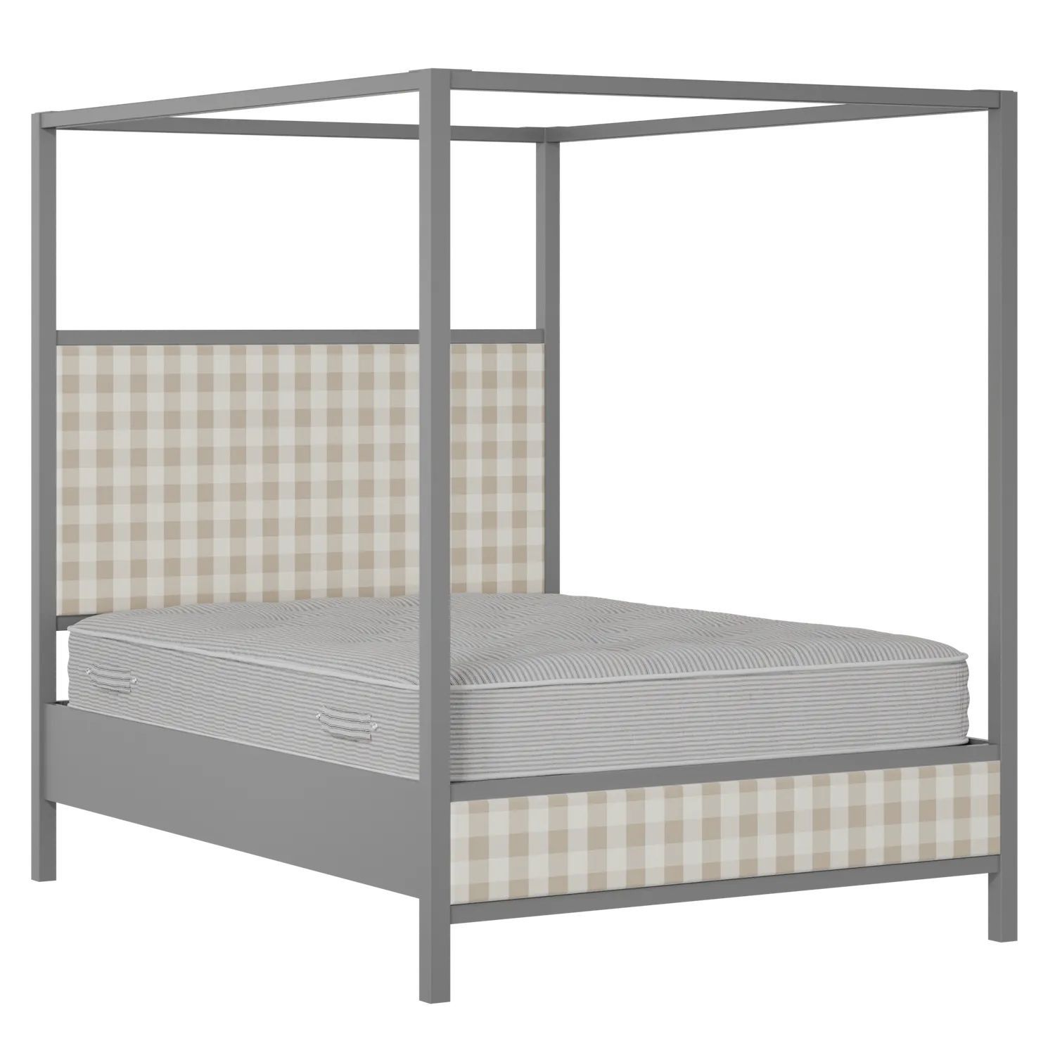 Byron Slim Upholstered wood upholstered bed in grey with Romo Kemble Putty fabric
