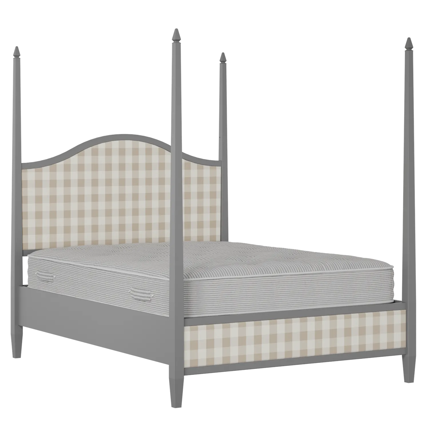 Larkin Slim Upholstered wood upholstered bed in grey with Romo Kemble Putty fabric