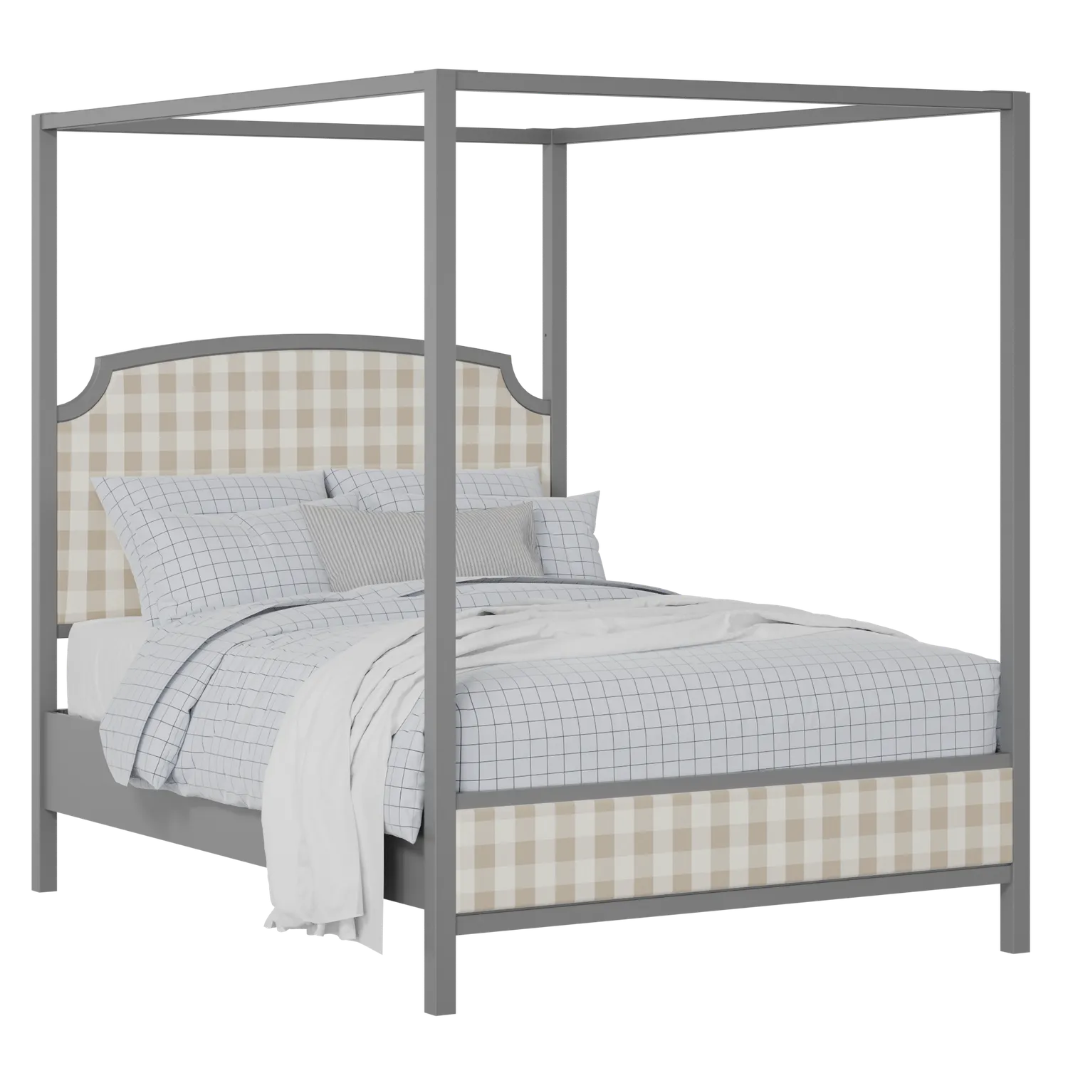Shelley Slim Upholstered wood upholstered bed in grey with Romo Kemble Putty fabric