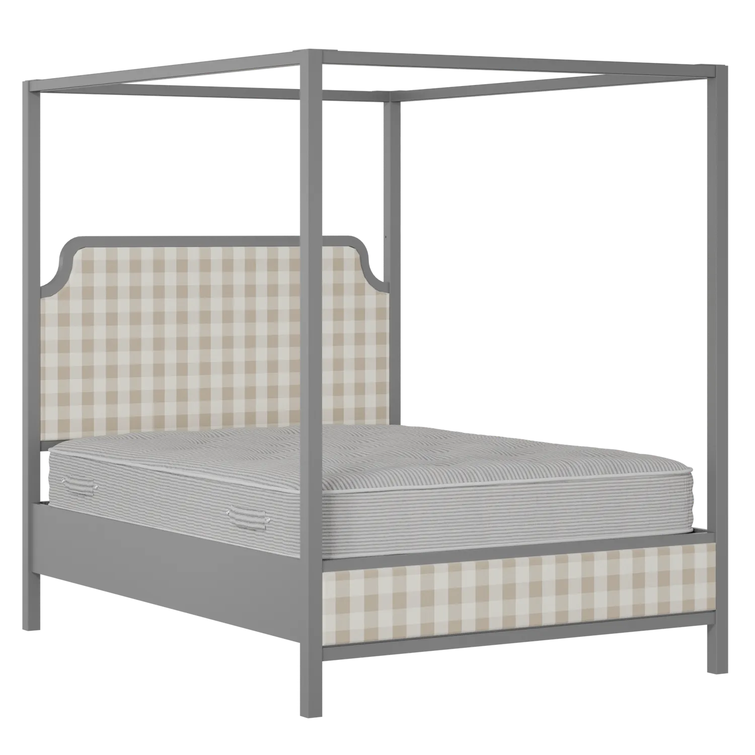 Tate Slim Upholstered wood upholstered bed in grey with Romo Kemble Putty fabric