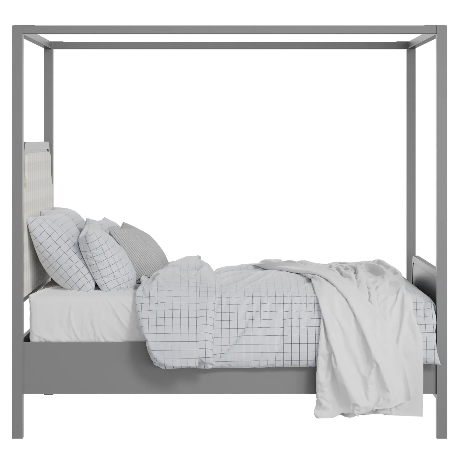 Tate Upholstered wood upholstered bed in grey with Romo Kemble Putty fabric