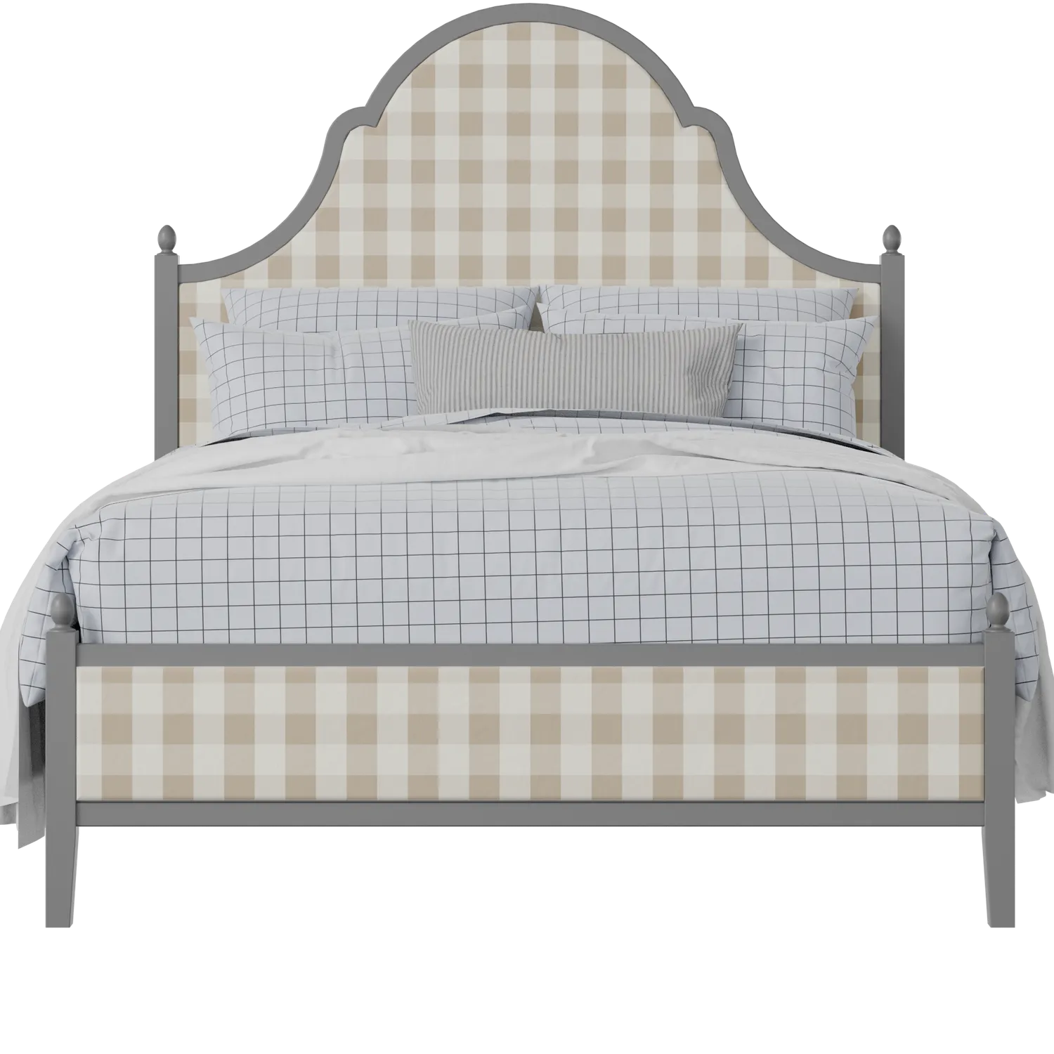 Tennyson Upholstered wood upholstered upholstered bed in grey with Romo Kemble Putty fabric