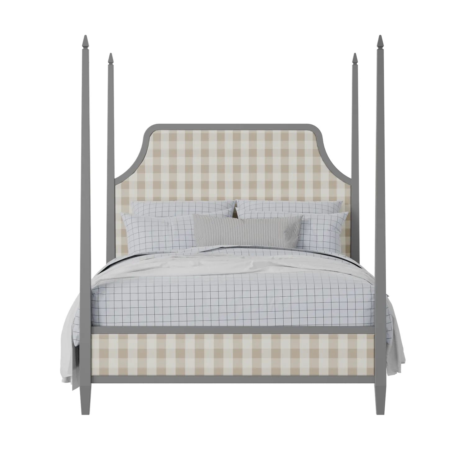 Turner Upholstered wood upholstered upholstered bed in grey with Romo Kemble Putty fabric