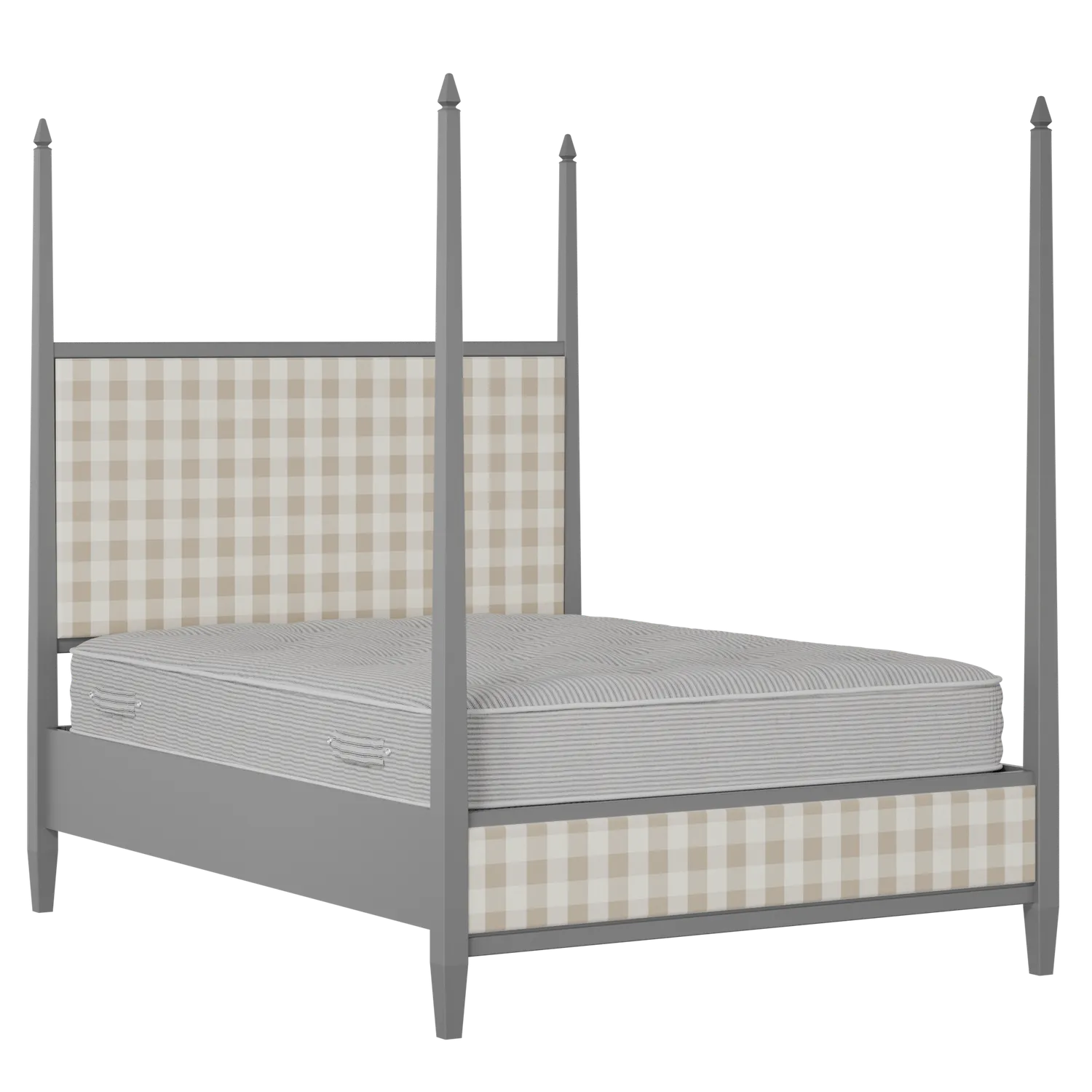 Warton Upholstered wood upholstered bed in grey with Romo Kemble Putty fabric