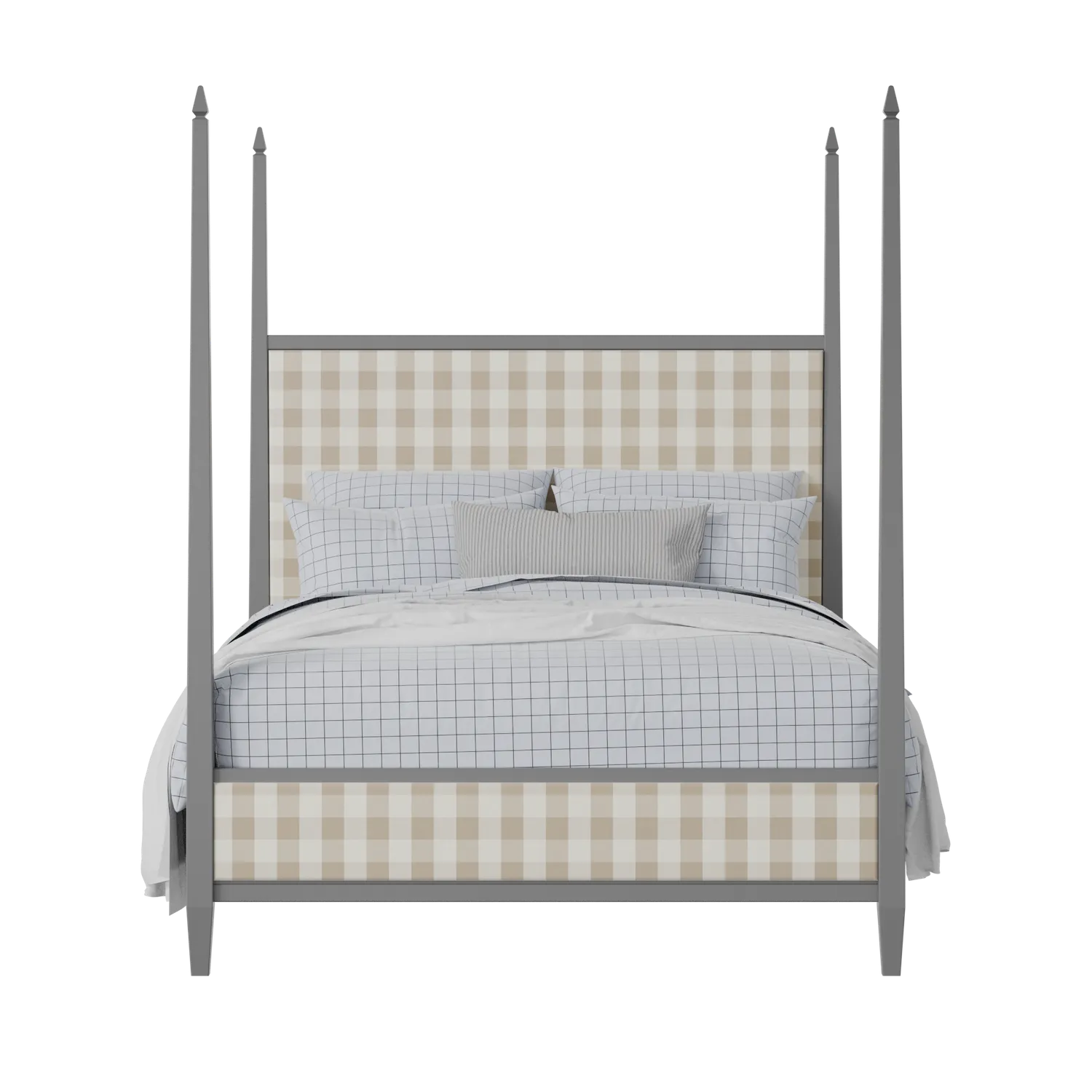 Warton Upholstered wood upholstered upholstered bed in grey with Romo Kemble Putty fabric