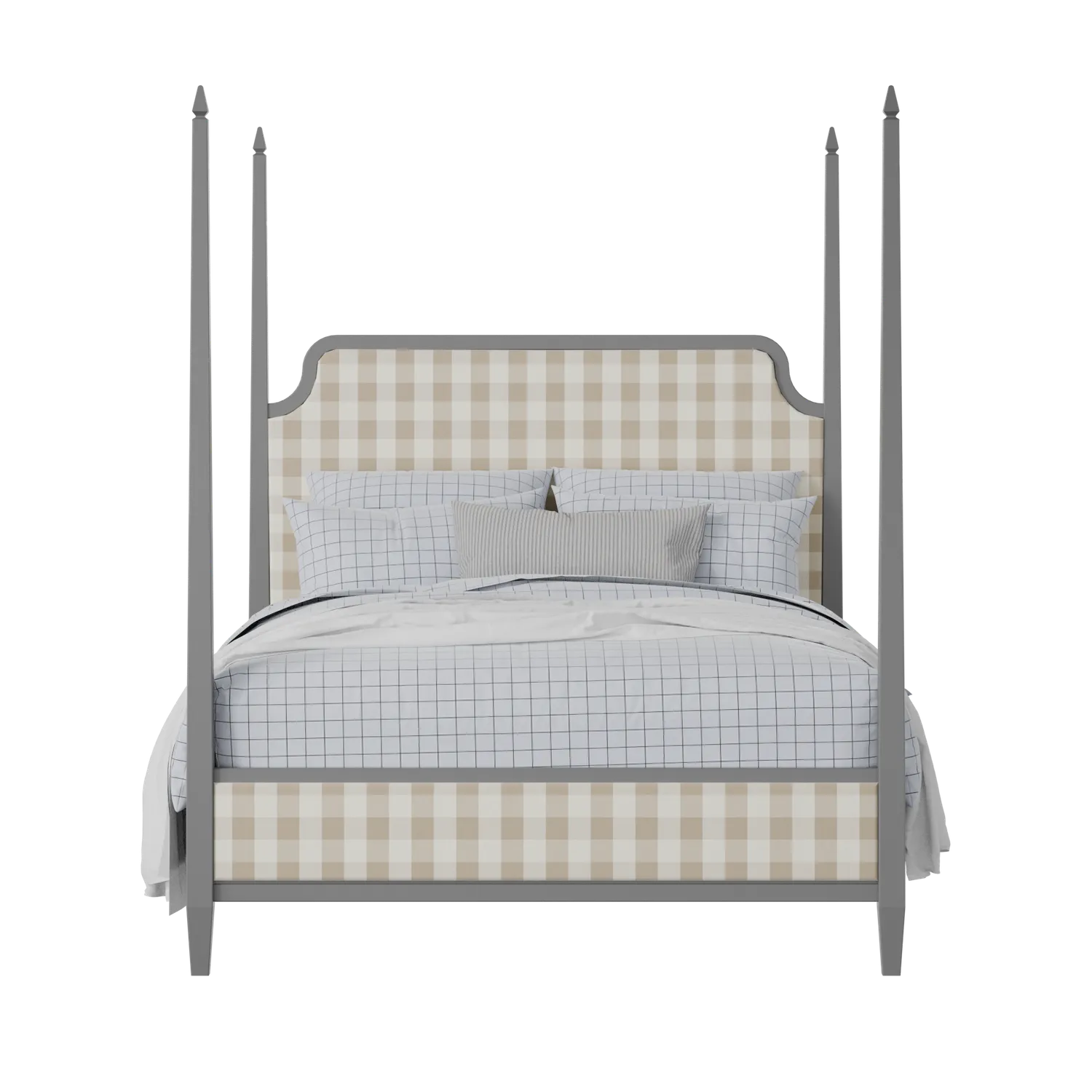 Wilde Slim Upholstered wood upholstered upholstered bed in grey with Romo Kemble Putty fabric