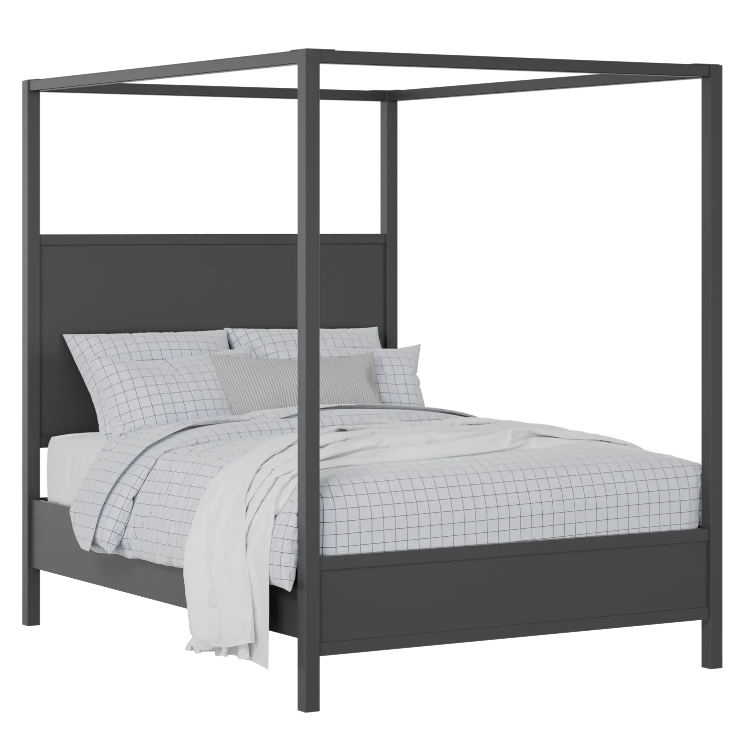 Byron Slim painted wood bed in black with Juno mattress