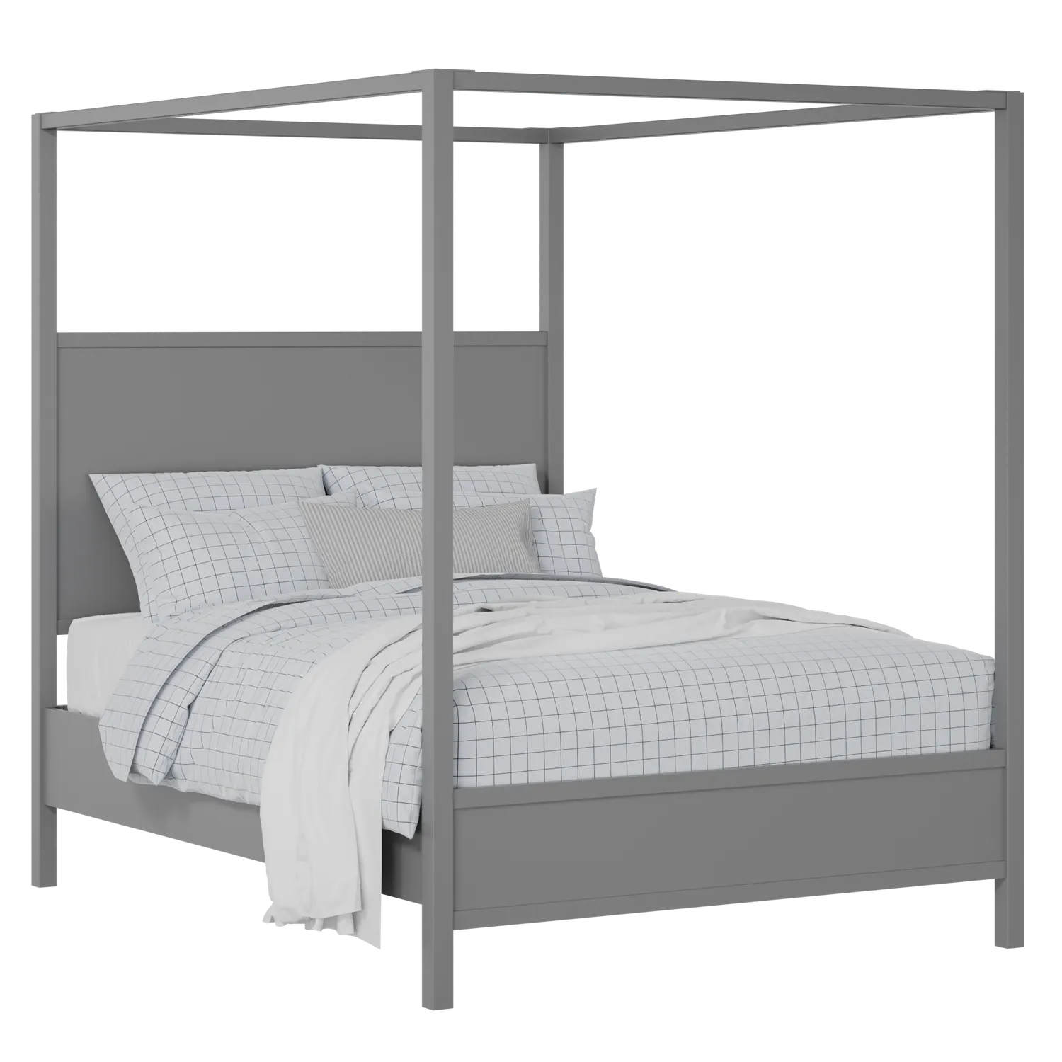 Byron Slim painted wood bed in grey with Juno mattress