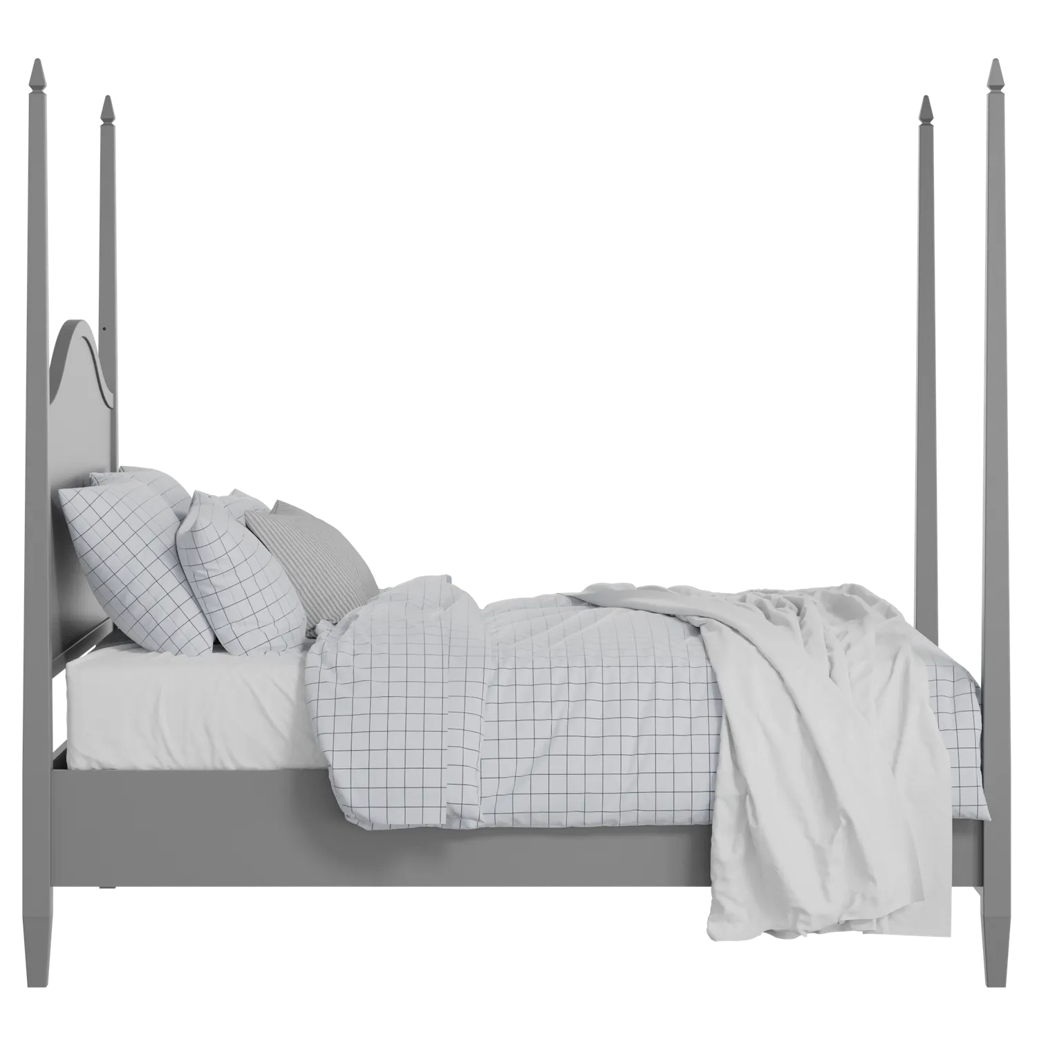 Larkin Slim painted wood bed in grey with Juno mattress