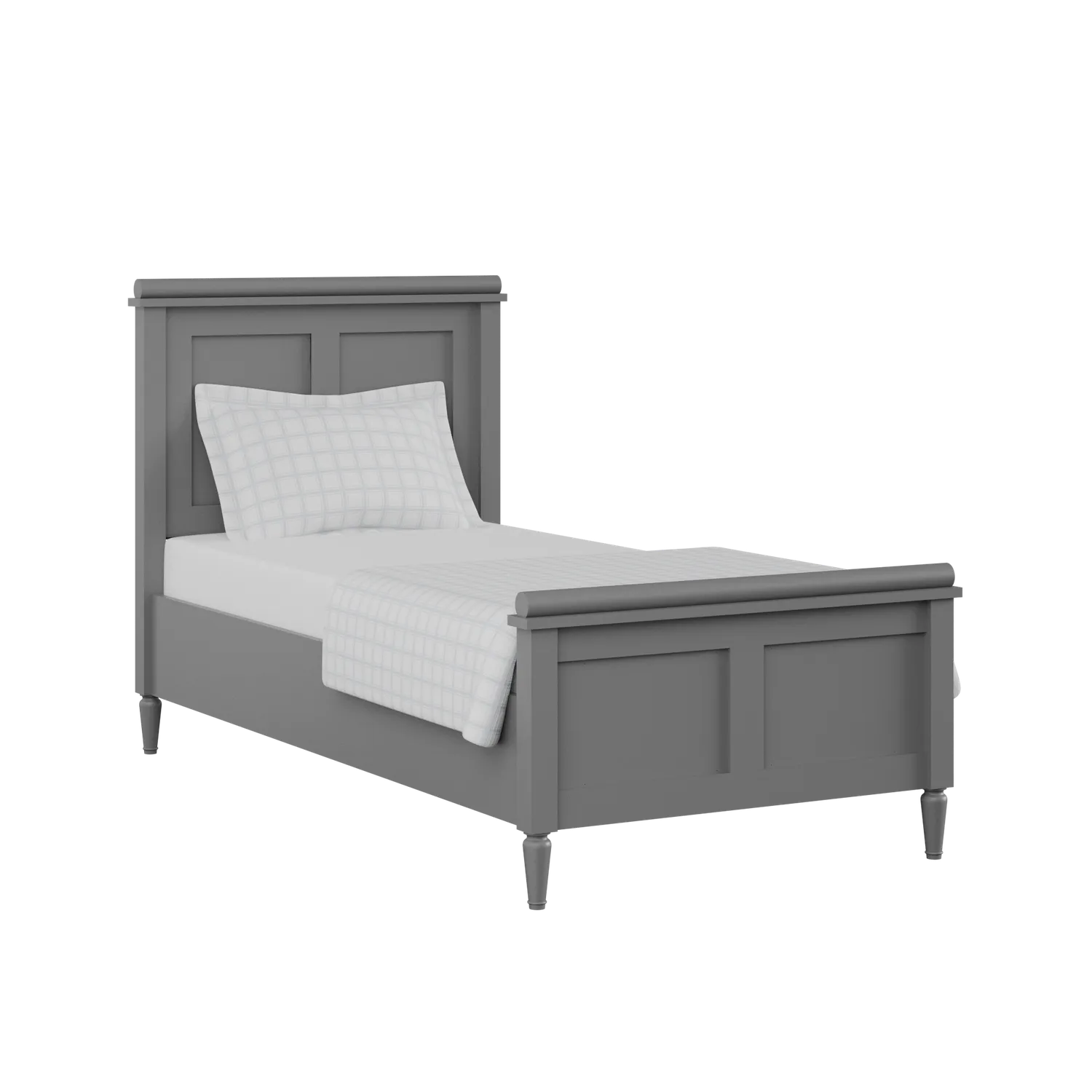 Nocturne Painted single painted wood bed in grey with Juno mattress