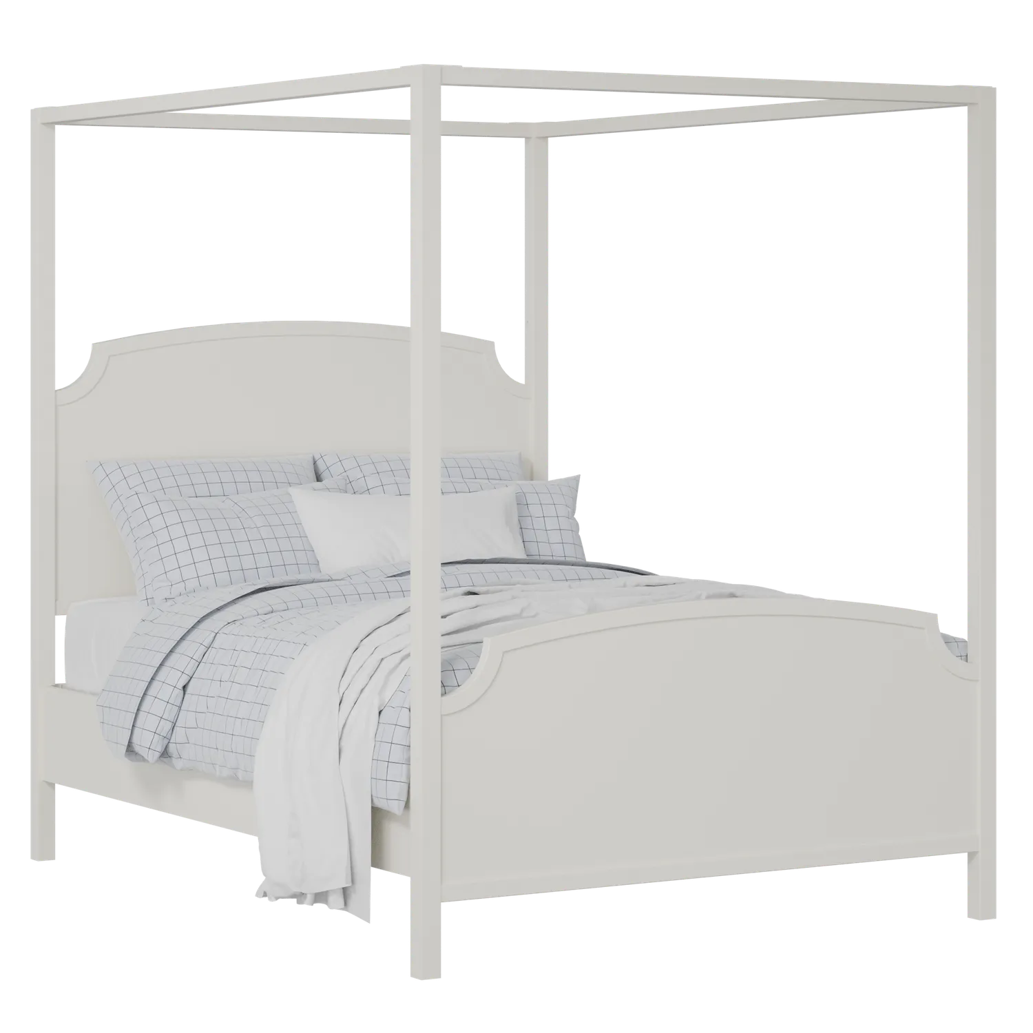 Shelley painted wood bed in white with Juno mattress