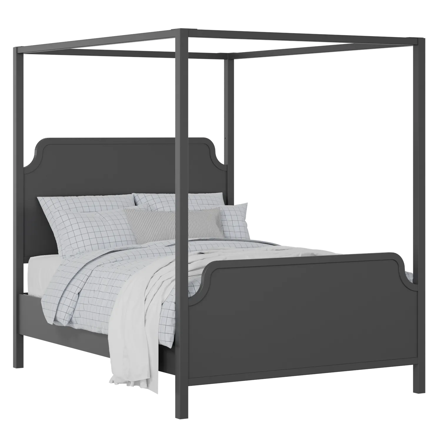 Tate painted wood bed in black with Juno mattress