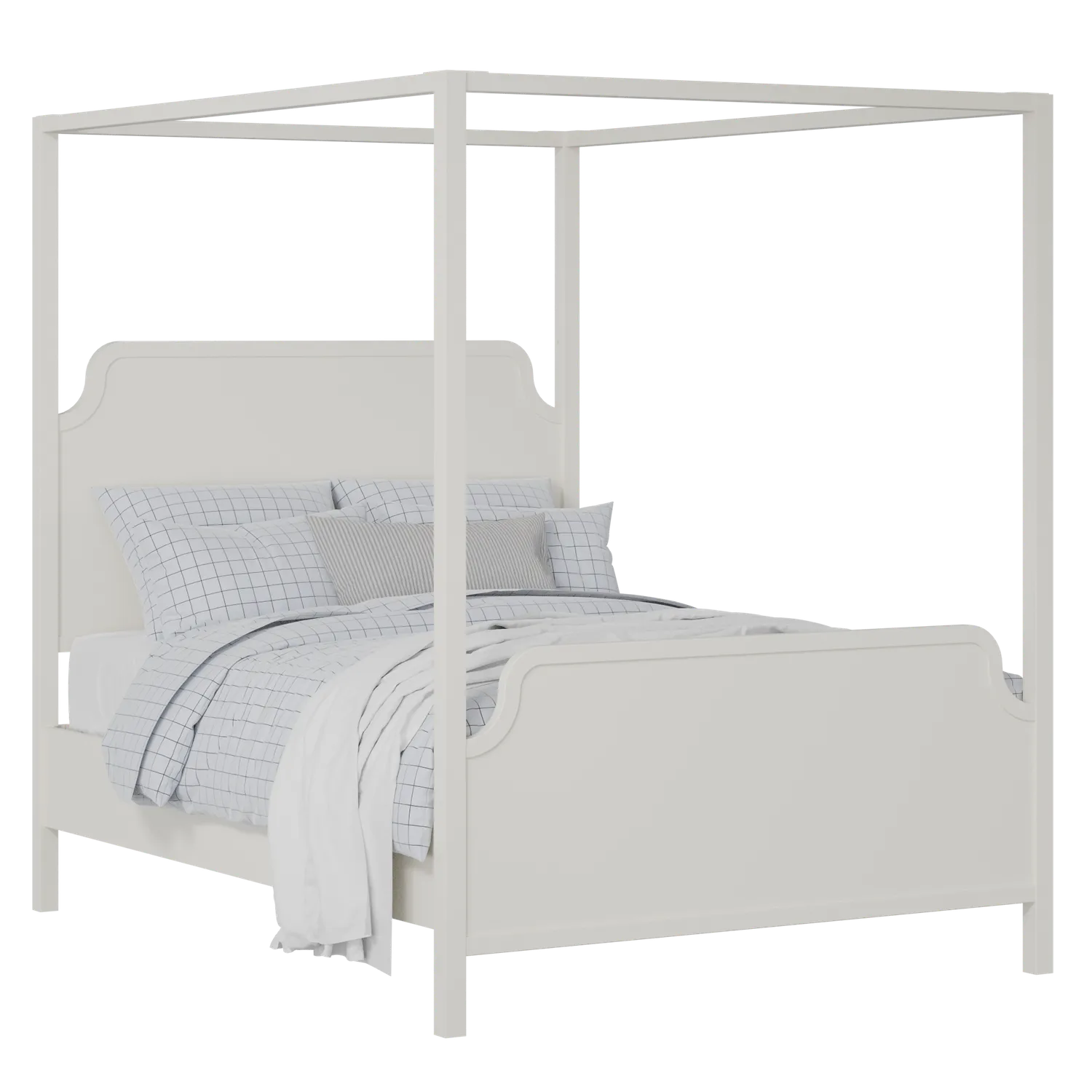Tate painted wood bed in white with Juno mattress