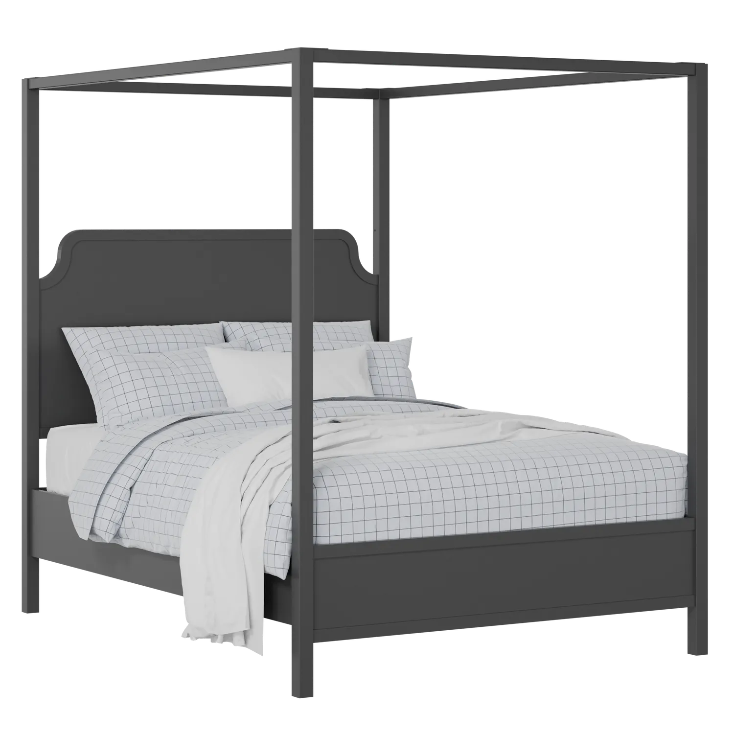 Tate Slim painted wood bed in black with Juno mattress