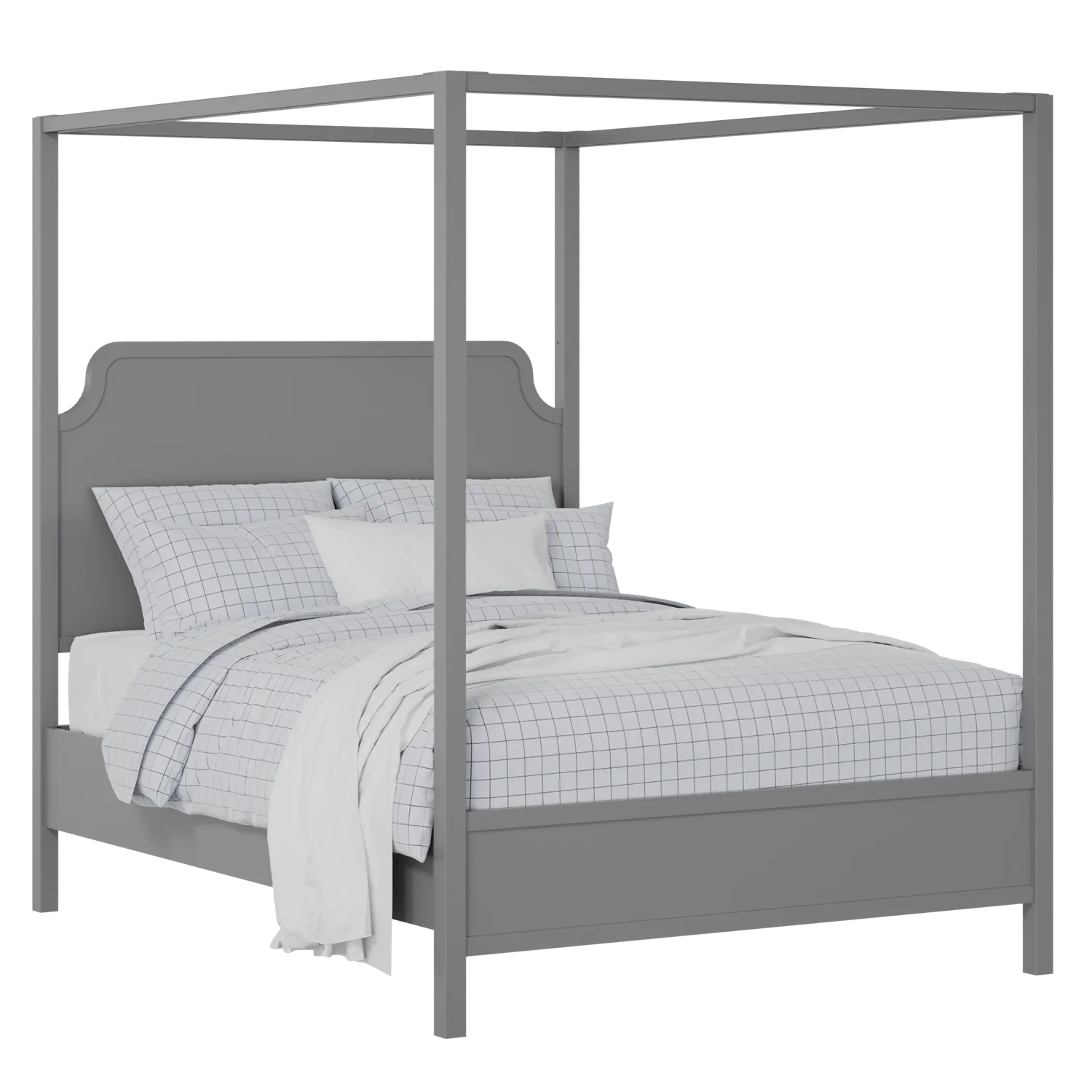 Tate Slim painted wood bed in grey with Juno mattress