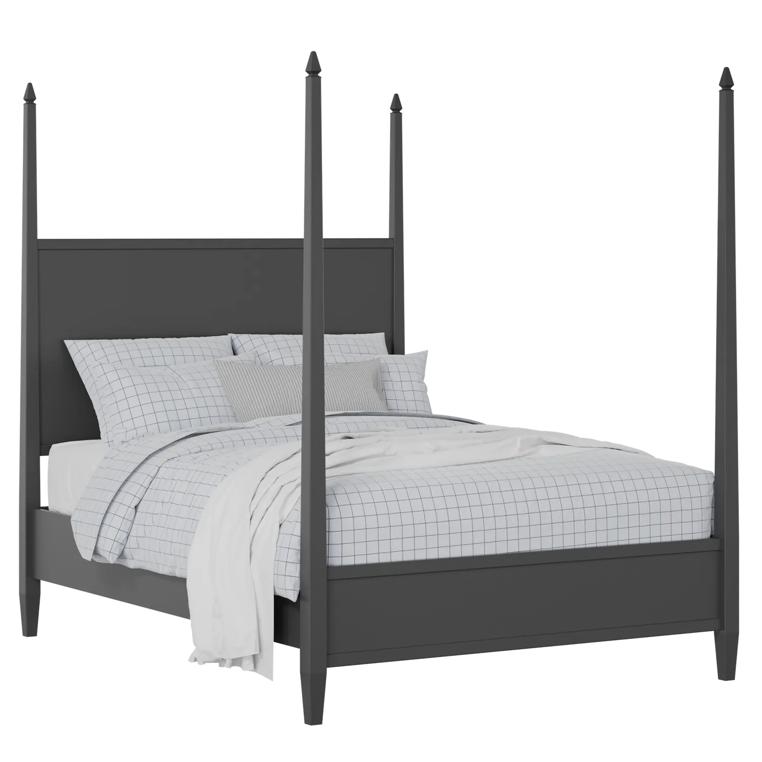 Warton painted wood bed in black with Juno mattress