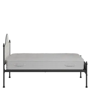 Albert Slim iron/metal upholstered bed in black with Romo Kemble Putty fabric - Thumbnail