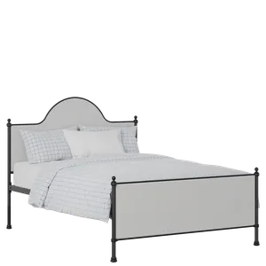 Albert iron/metal upholstered bed in black with silver fabric - Thumbnail