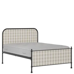 Bray iron/metal upholstered bed in black with Romo Kemble Putty fabric - Thumbnail