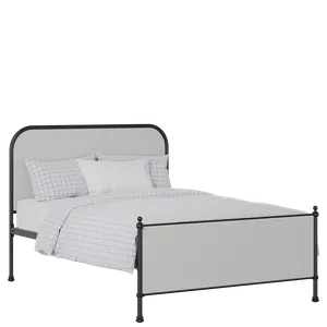 Bray iron/metal upholstered bed in black with silver fabric - Thumbnail